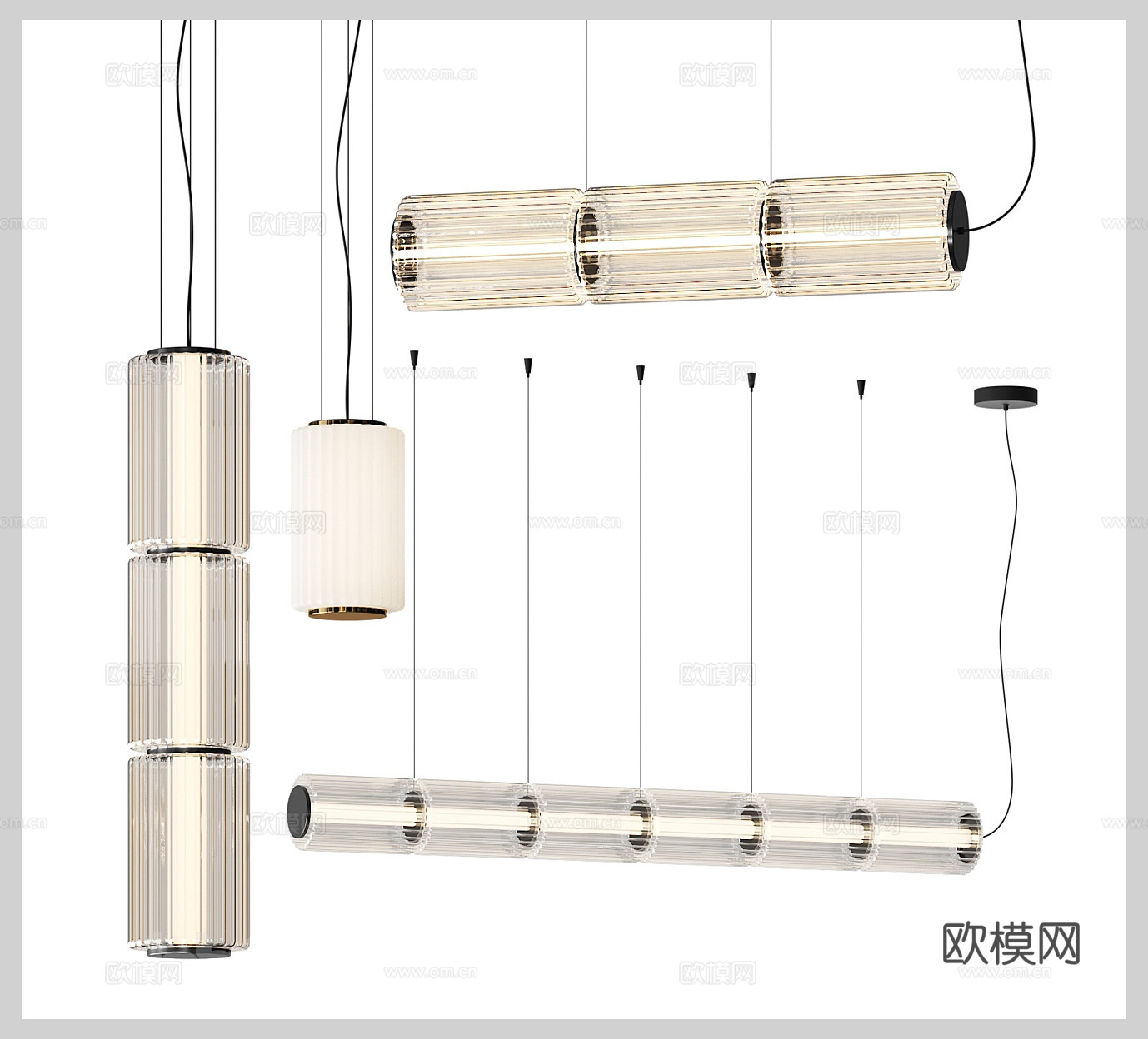 玻璃吊灯 吊灯组合 餐厅吊灯 卧室吊灯 床头吊灯 水晶吊灯3d模型