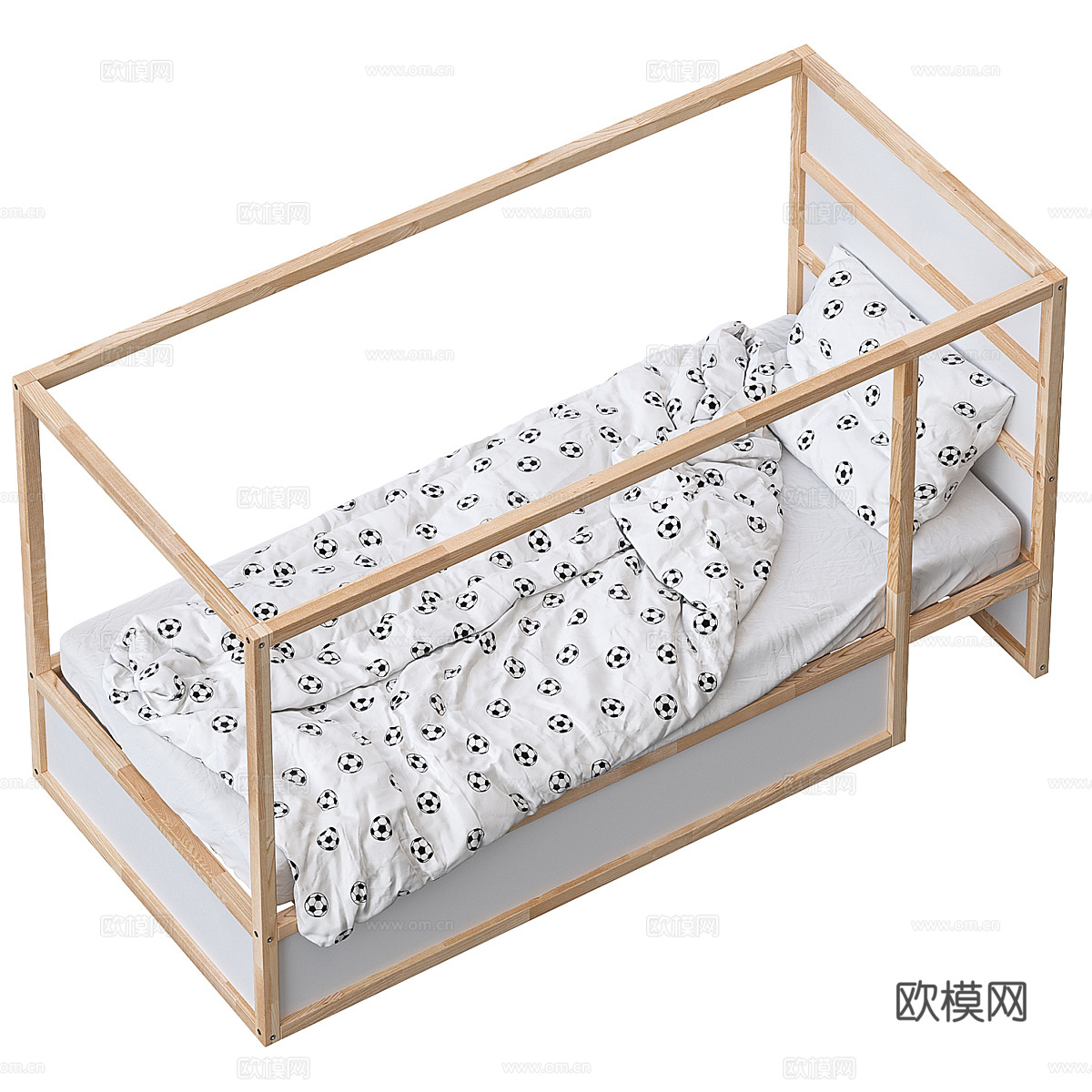 新中式 KURA 宜家 可翻转床3d模型