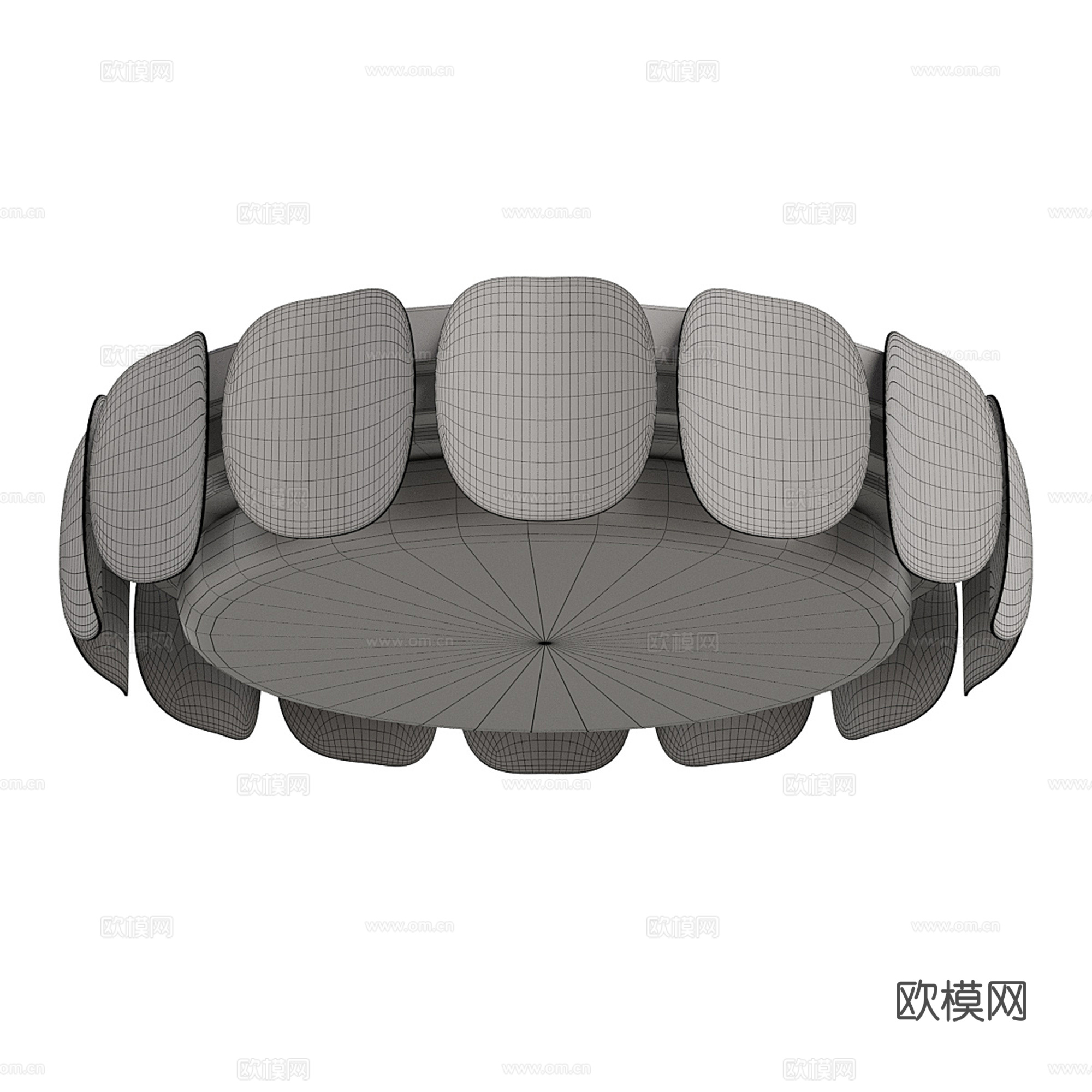 现代弧形木质吸顶灯集合3d模型