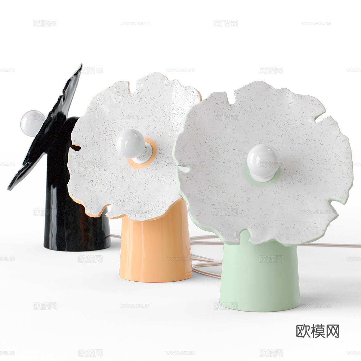现代奶油风 Flow 小型花瓣台灯3d模型下载（渲染图5）