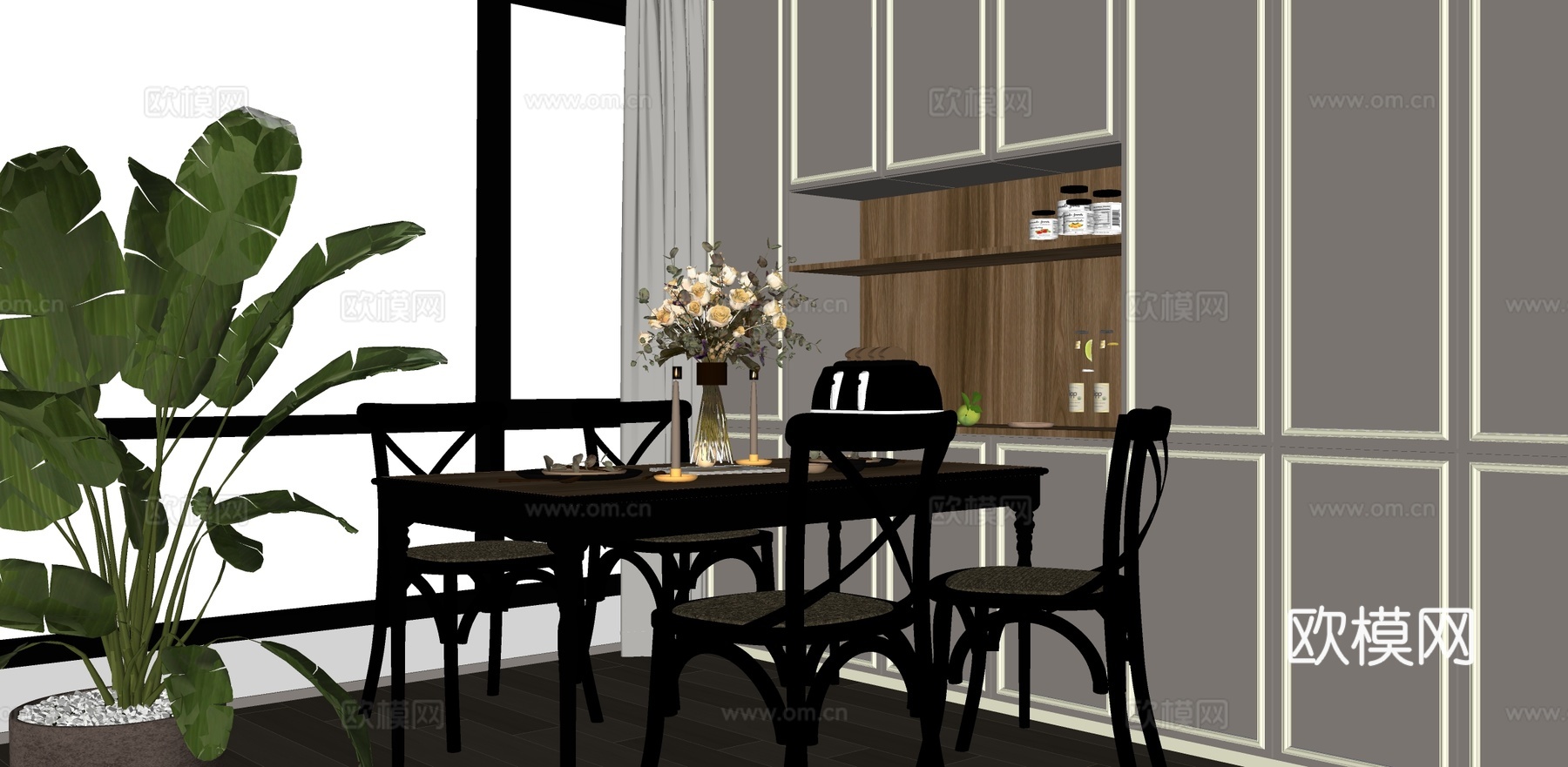 餐厅su模型下载（渲染图2）