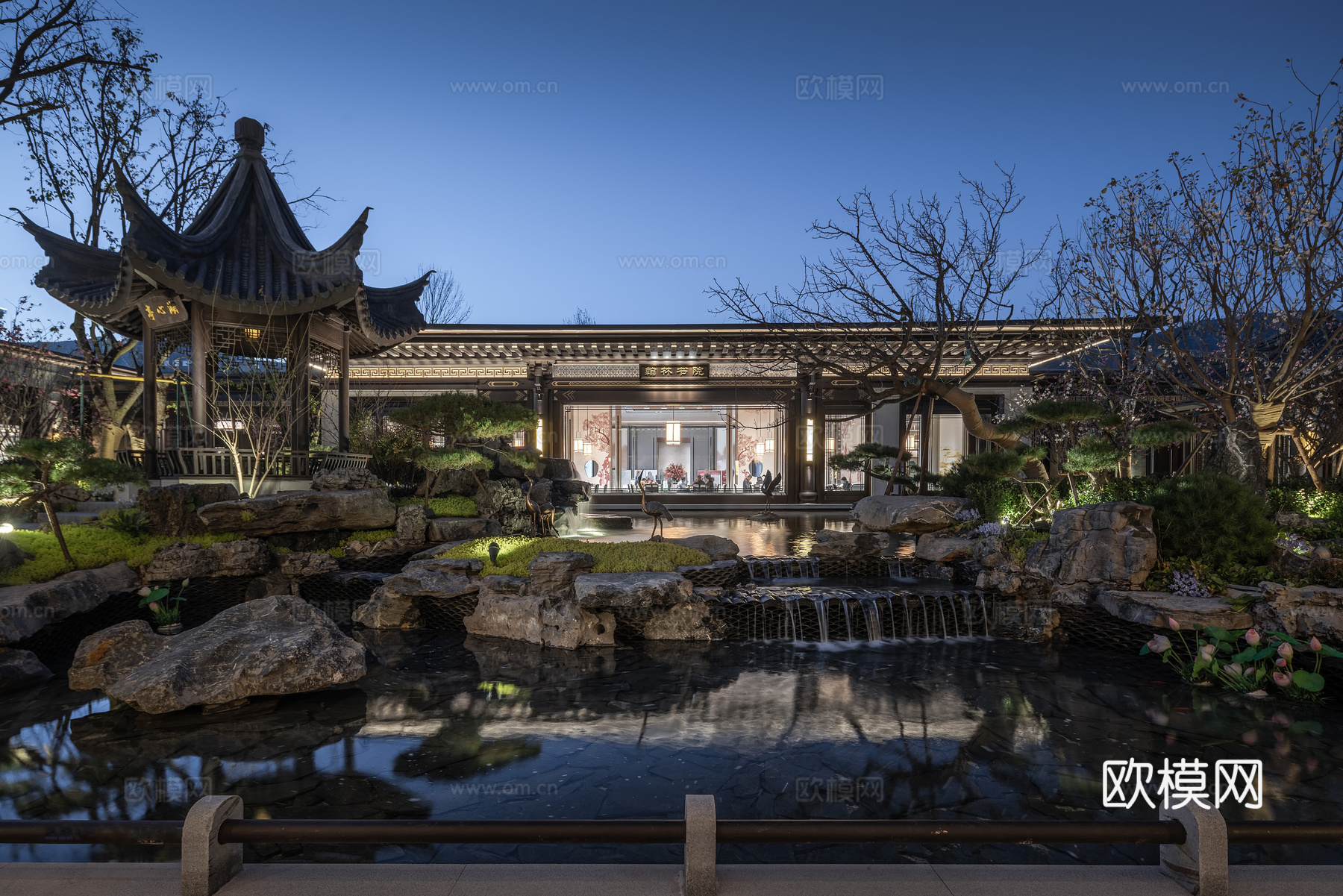 高清园林庭院夜景下载