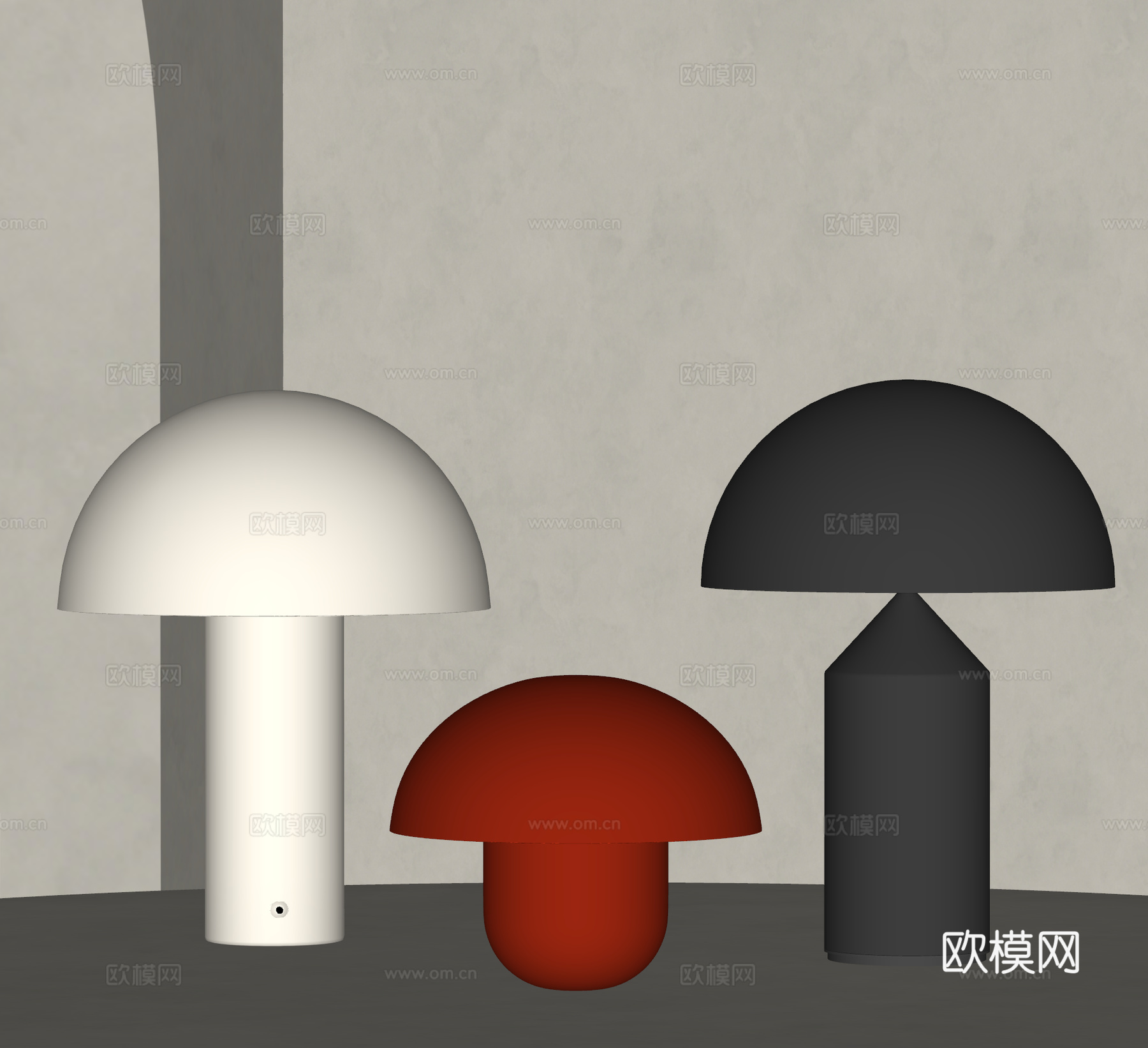 现代台灯组合 复古台灯 简约台灯 玻璃台灯 金属台灯 蘑菇灯su模型