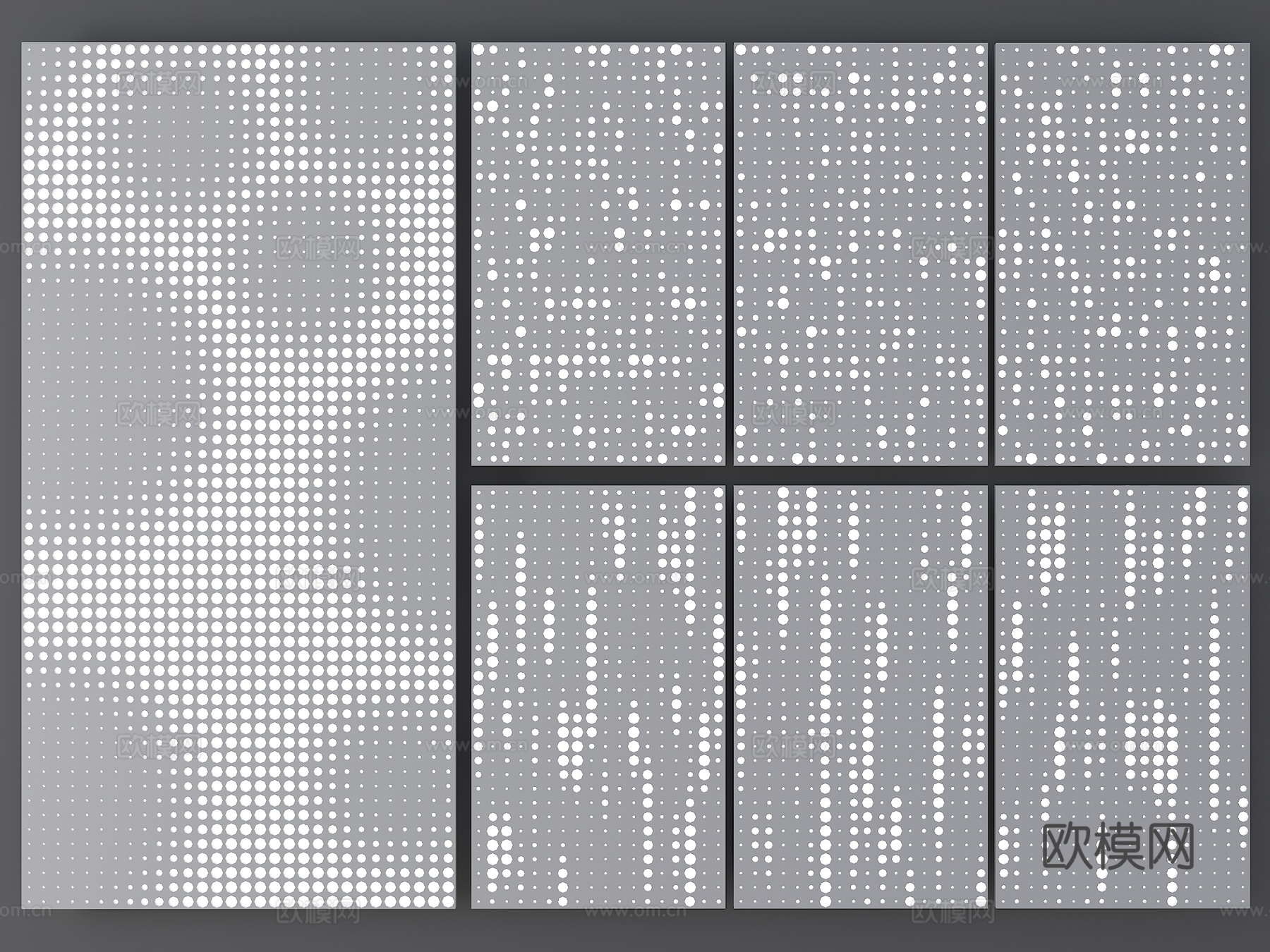 渐变孔板 随机冲孔板 穿孔护墙板 发光冲孔板 镂空板 冲孔板3d模型
