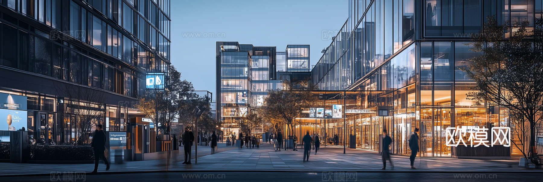 高清城市街道步行商业街夜景下载