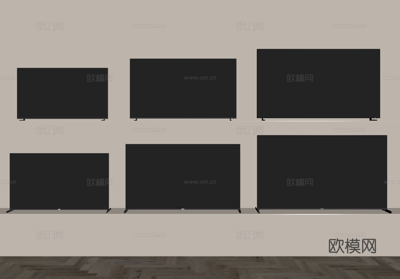 现代液晶电视 显示屏 显示器su模型下载（渲染图2）