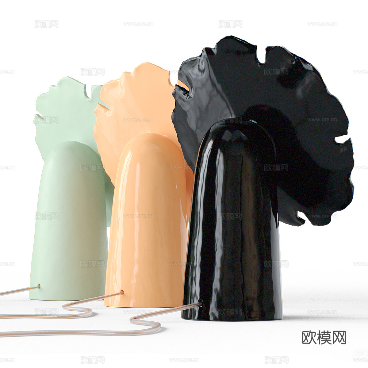 现代奶油风 Flow 小型花瓣台灯3d模型下载（渲染图3）