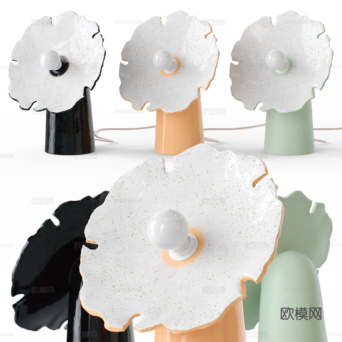 现代奶油风 Flow 小型花瓣台灯3d模型下载（渲染图1）