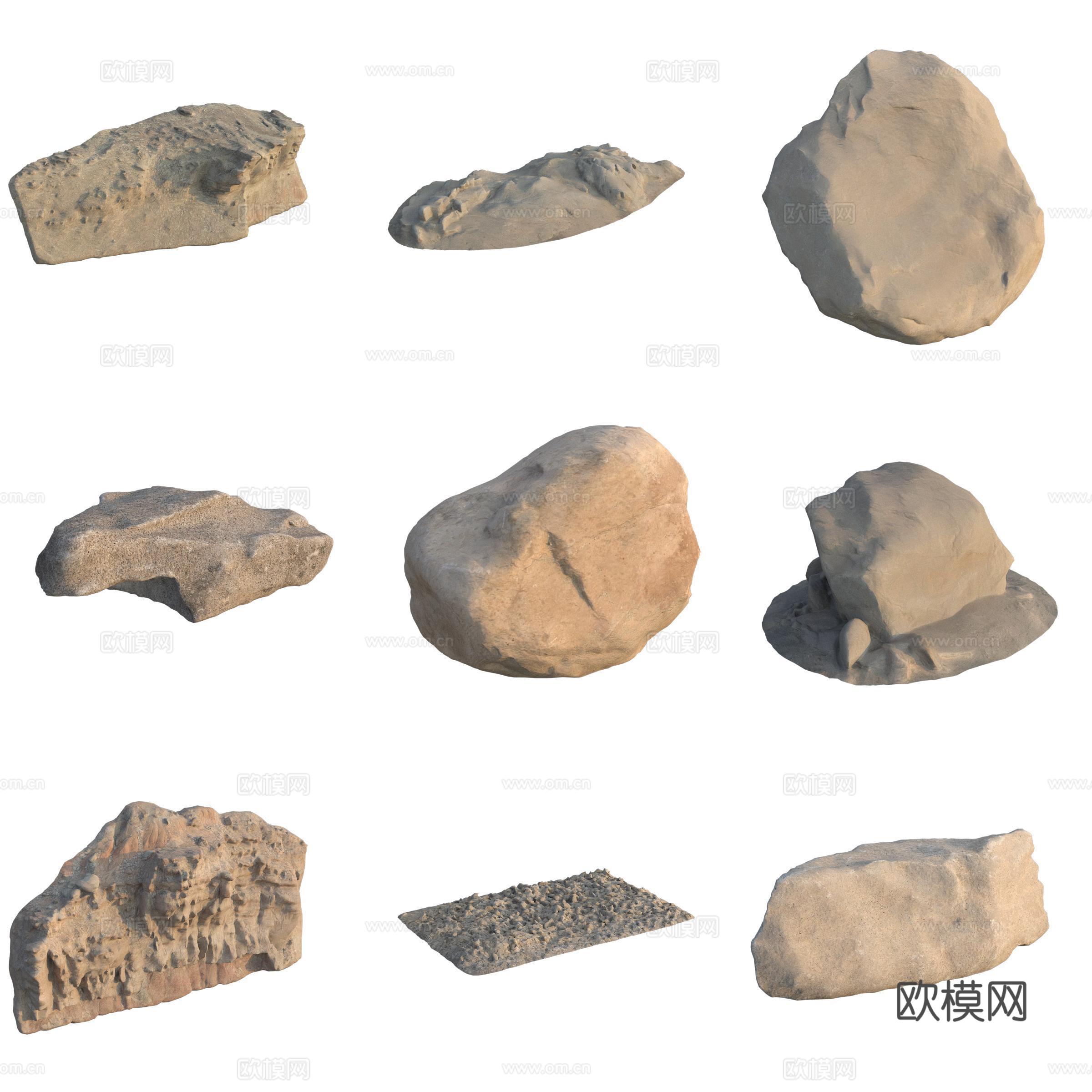 砂岩石石头3d模型