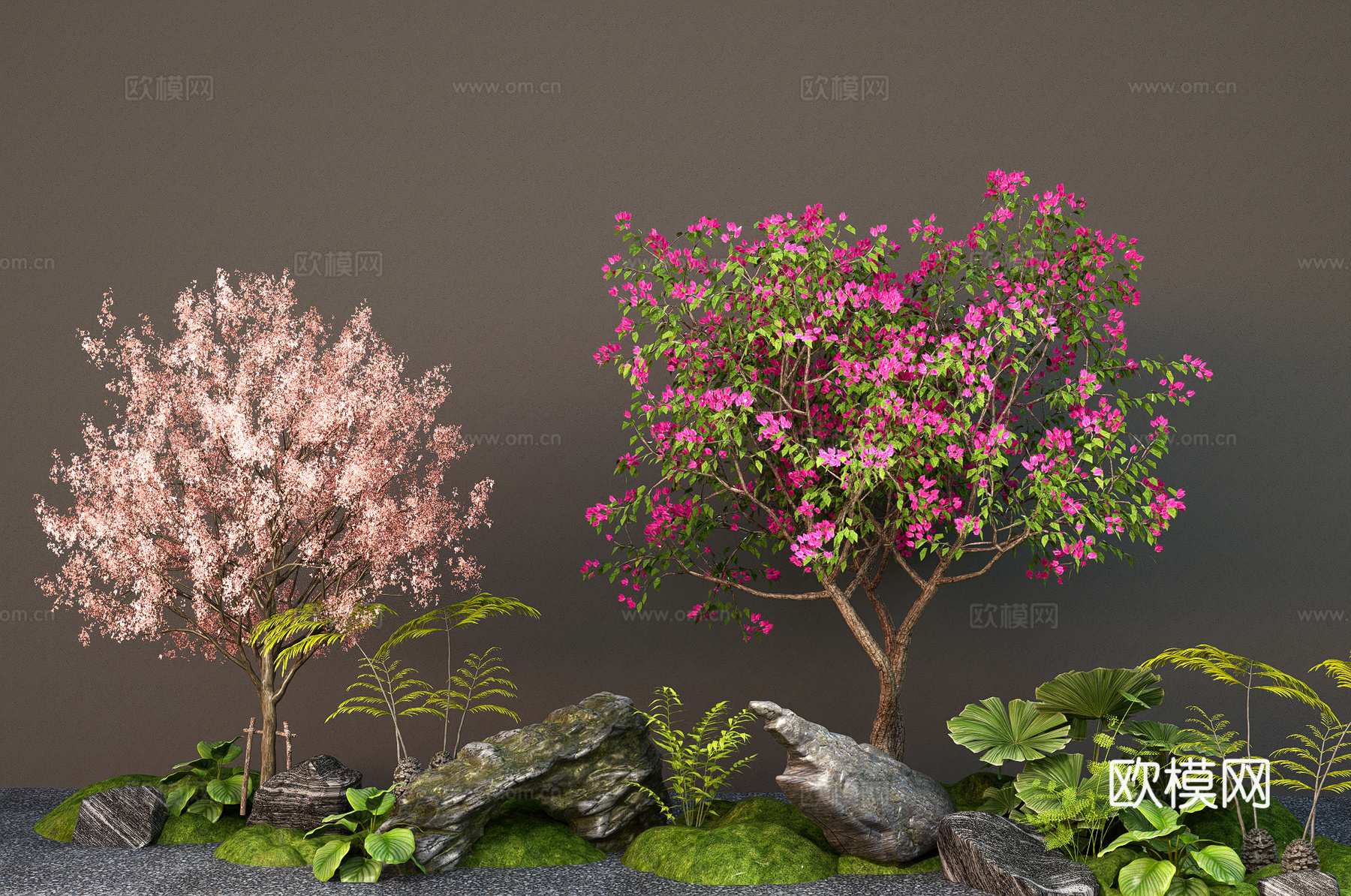 现代景观树 樱花树 桃花树 梅花 庭院树su模型