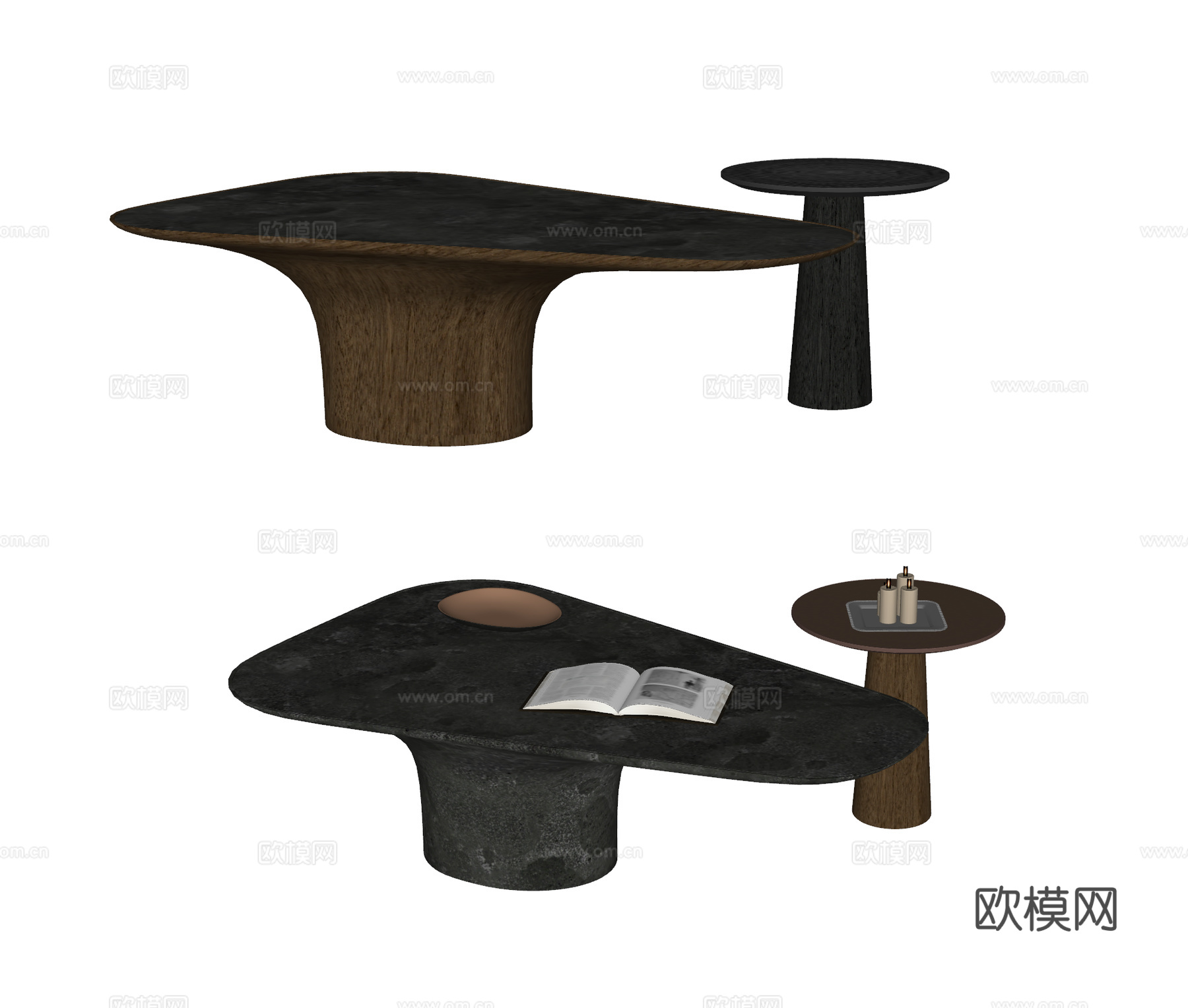 BAXTER现代茶几组合 石材茶几  异形茶几 大理石茶几su模型