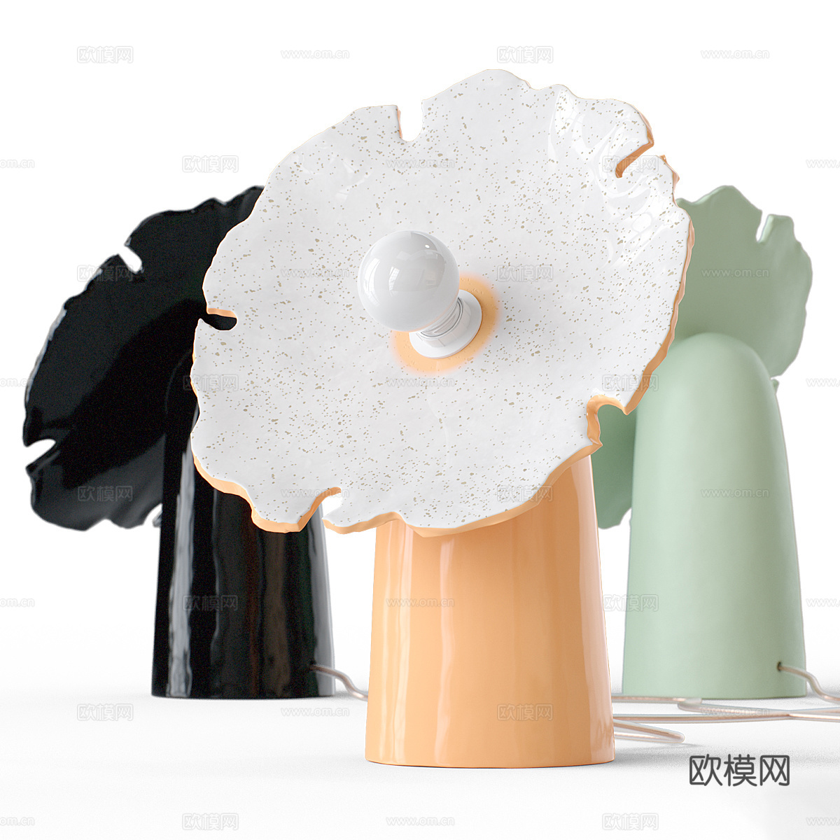 现代奶油风 Flow 小型花瓣台灯3d模型下载（渲染图2）