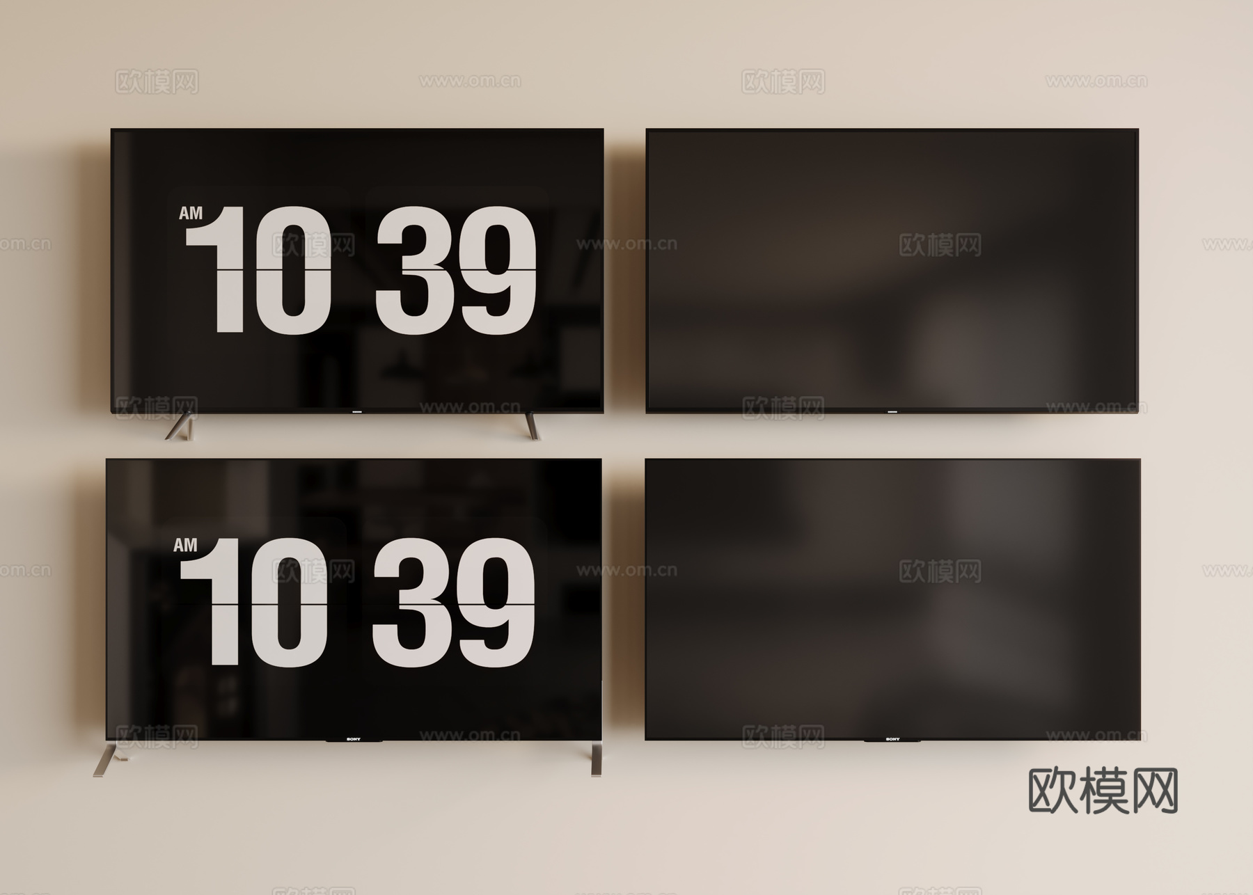 现代液晶电视 显示屏 显示器su模型