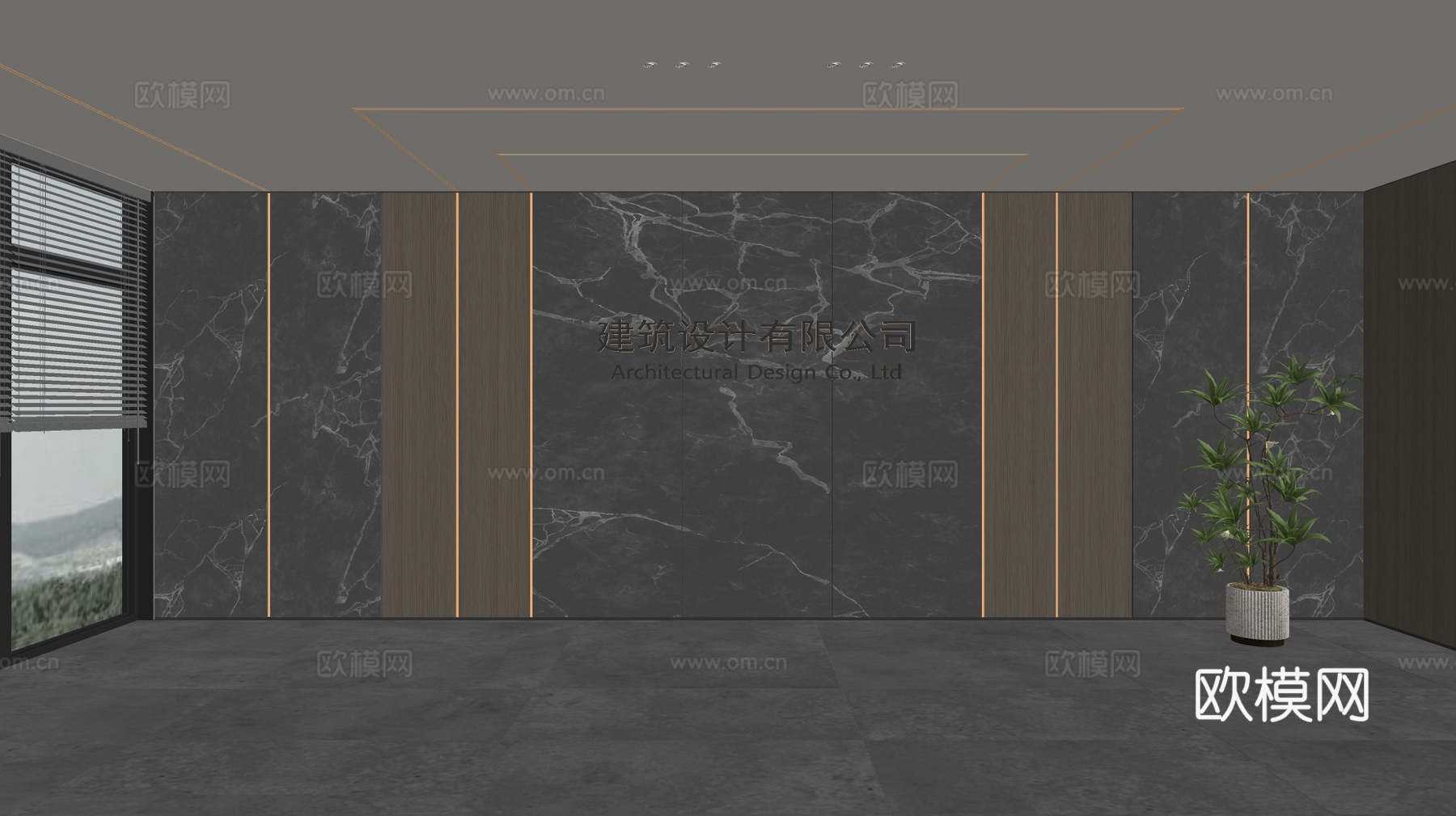 前台背景墙 大厅背景墙 公司形象墙  前台接待背景su模型