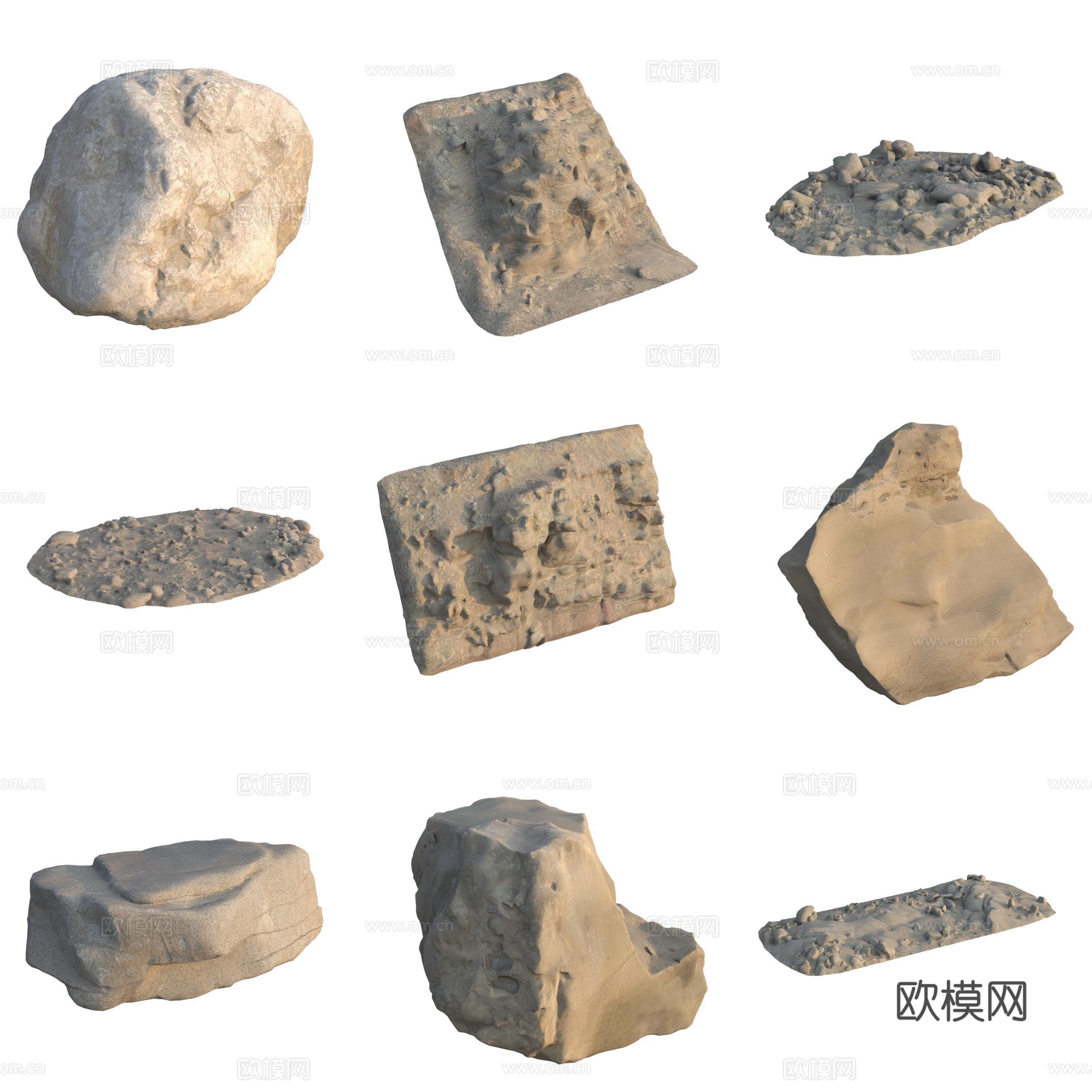 砂岩石石头3d模型