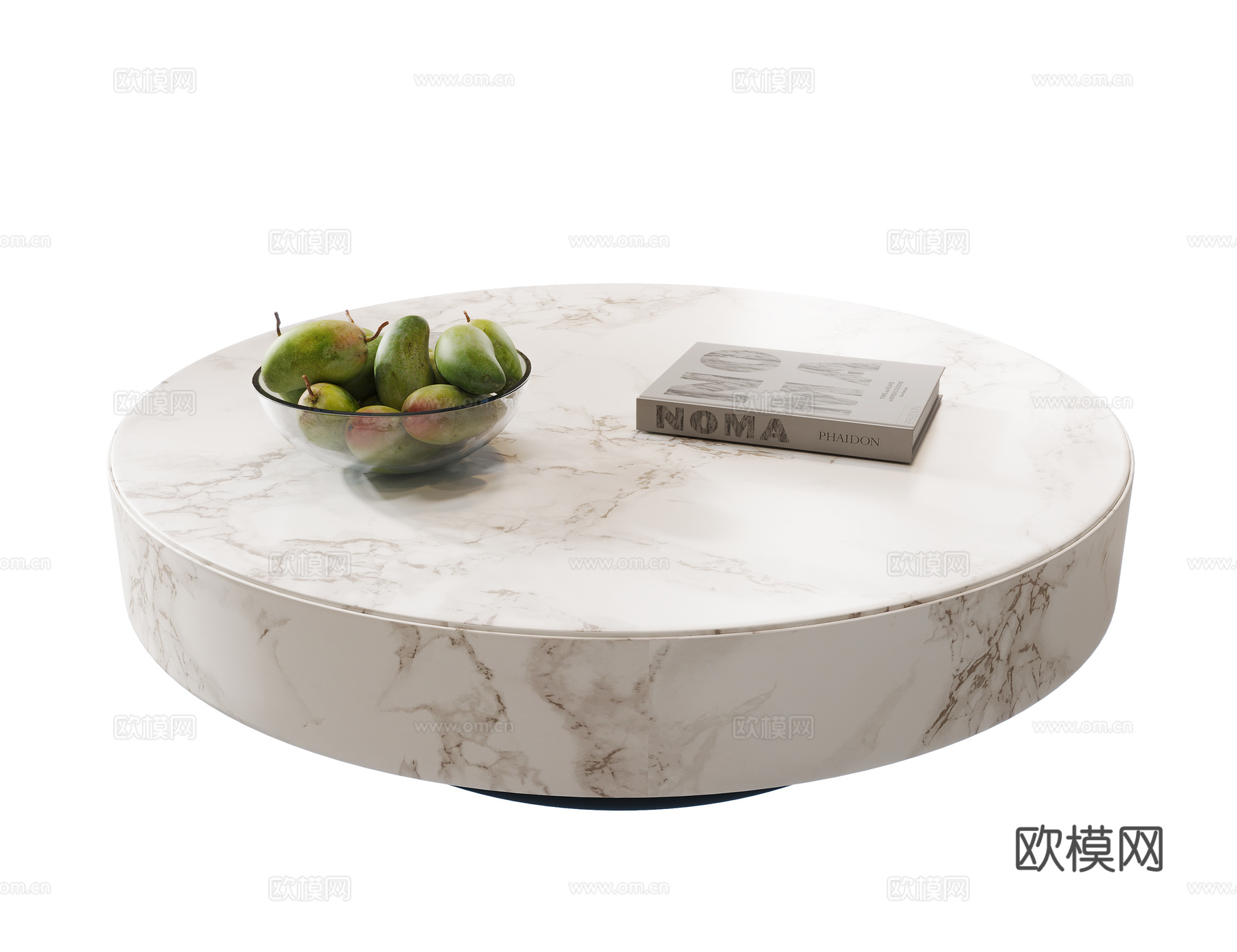 现代茶几 大理石茶几 石材茶几 圆形茶几 茶几摆件su模型