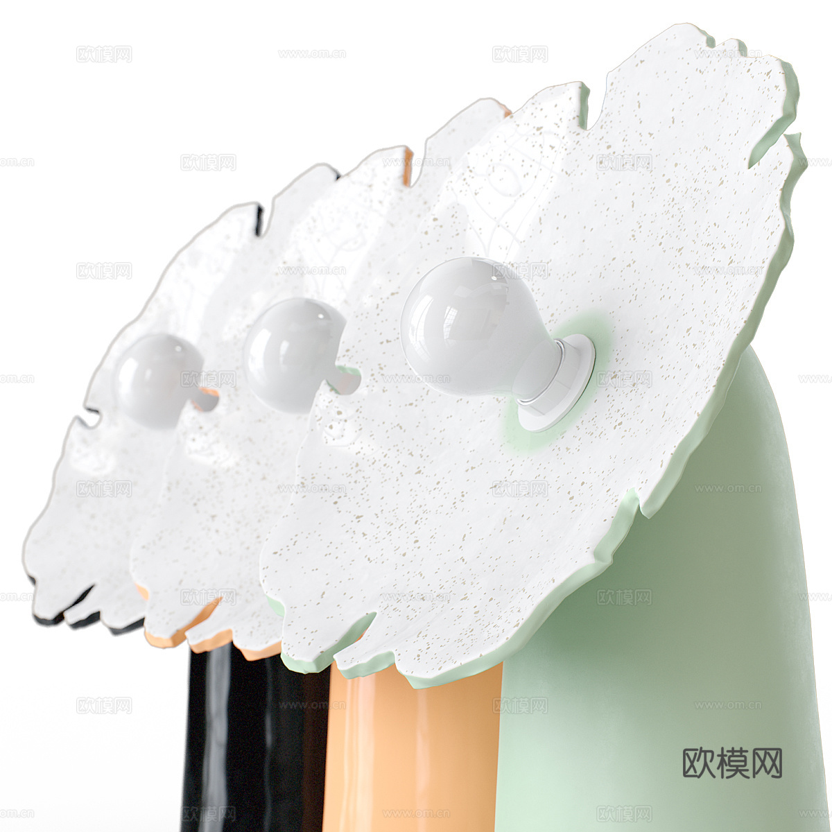 现代奶油风 Flow 小型花瓣台灯3d模型下载（渲染图4）