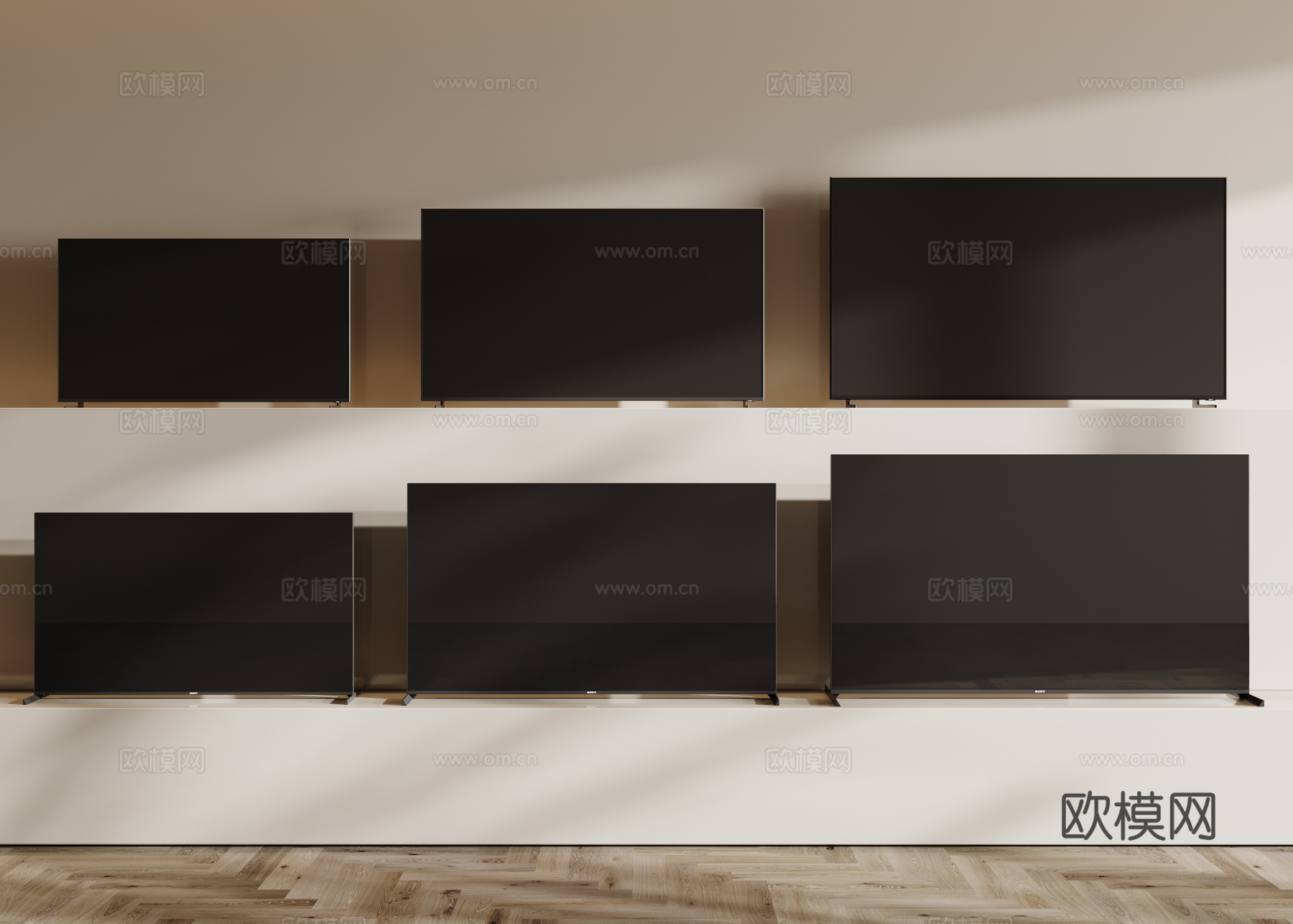 现代液晶电视 显示屏 显示器su模型下载（渲染图1）