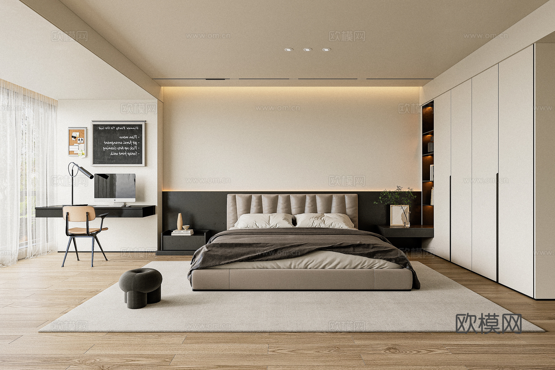 现代卧室3d模型下载