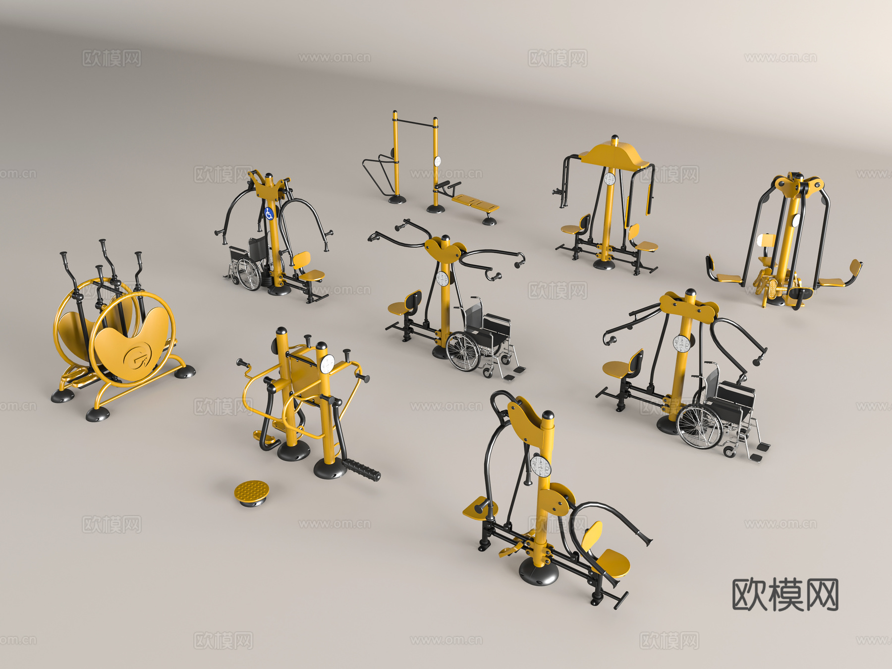 现代健身器材 多功能健身器材 运动器材 力量训练器 坐姿推胸su模型