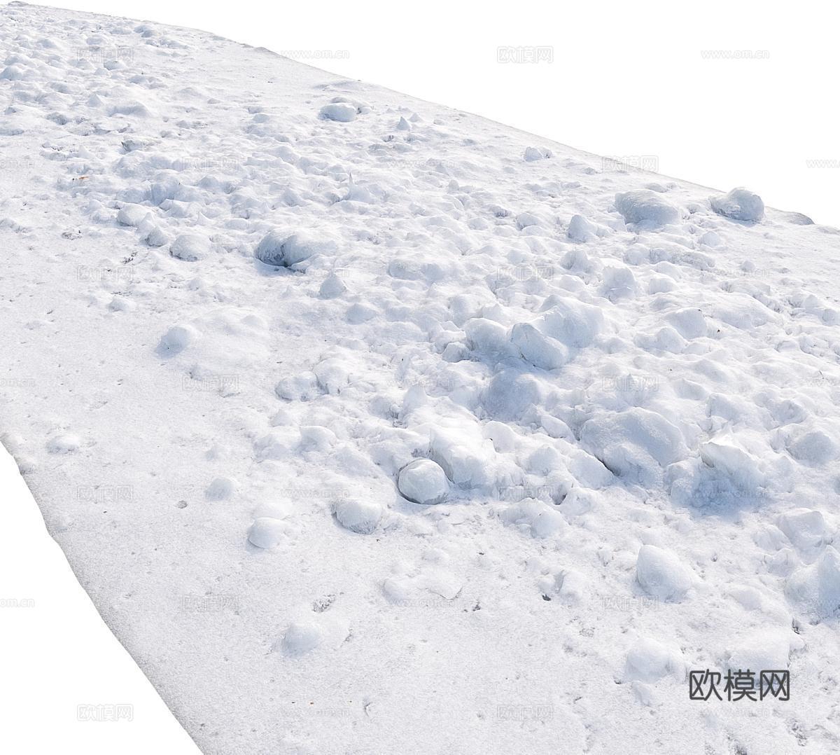 现代户外雪路 积雪道路 雪 积雪3d模型