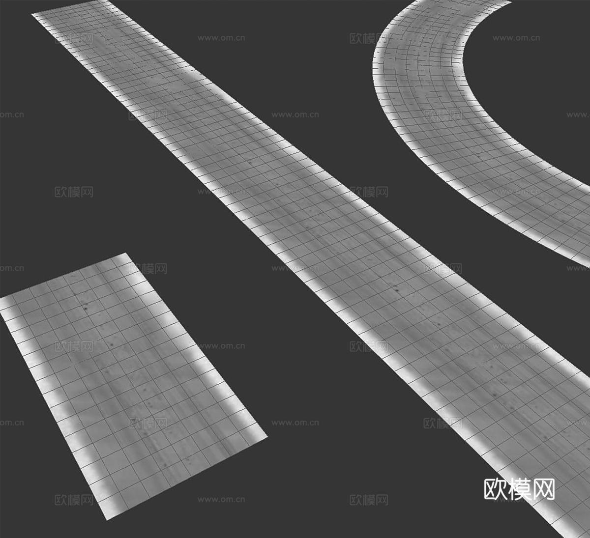 现代雪路 下雪 积雪道路 雪道 路面 马路3d模型