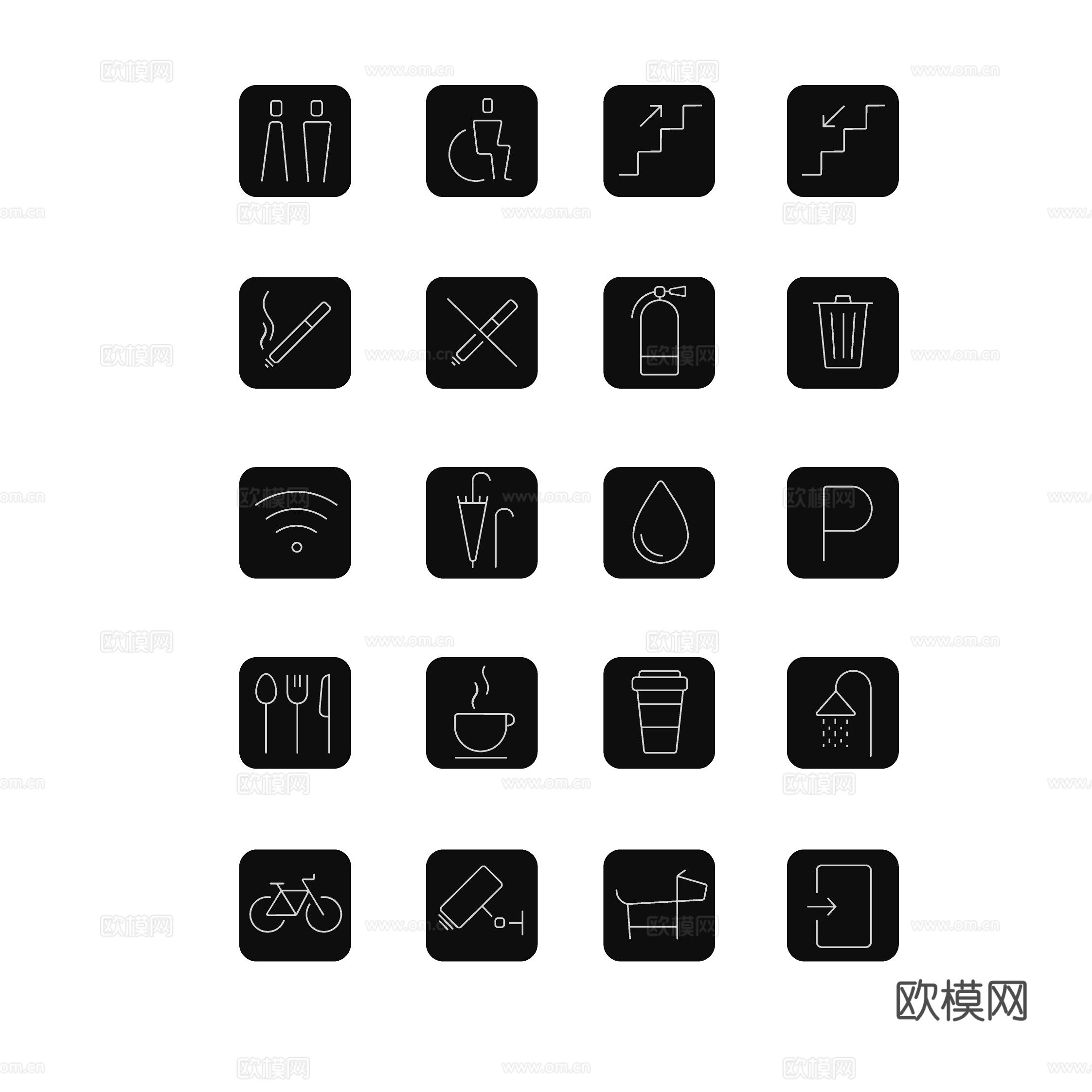 现代标识 标配 指示牌 导向牌su模型下载（渲染图2）
