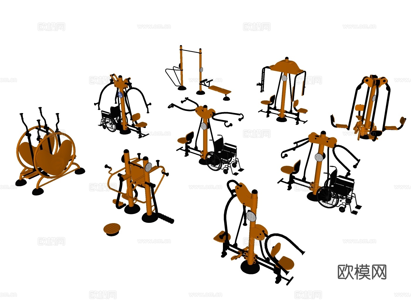 现代健身器材 多功能健身器材 运动器材 力量训练器 坐姿推胸su模型