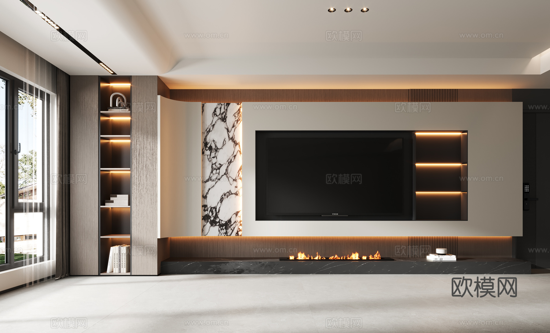 现代电视背景墙3d模型下载