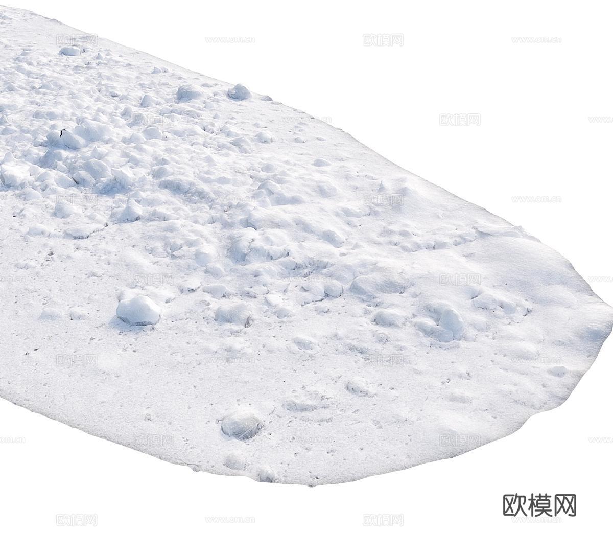 现代户外雪路 积雪道路 雪 积雪3d模型