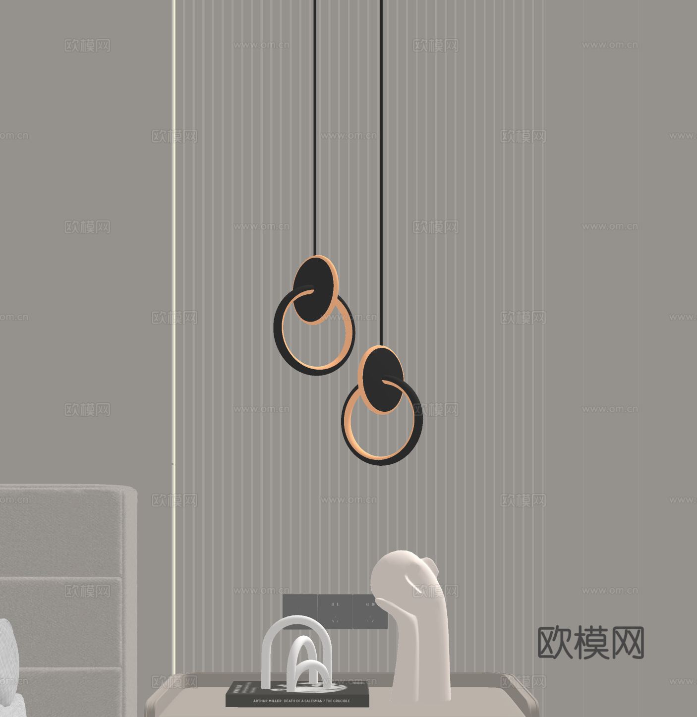 现代小吊灯su模型下载（渲染图2）