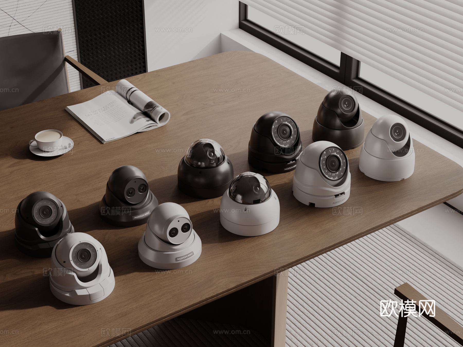 现代安防监控摄像头 球形摄像头 监控器su模型