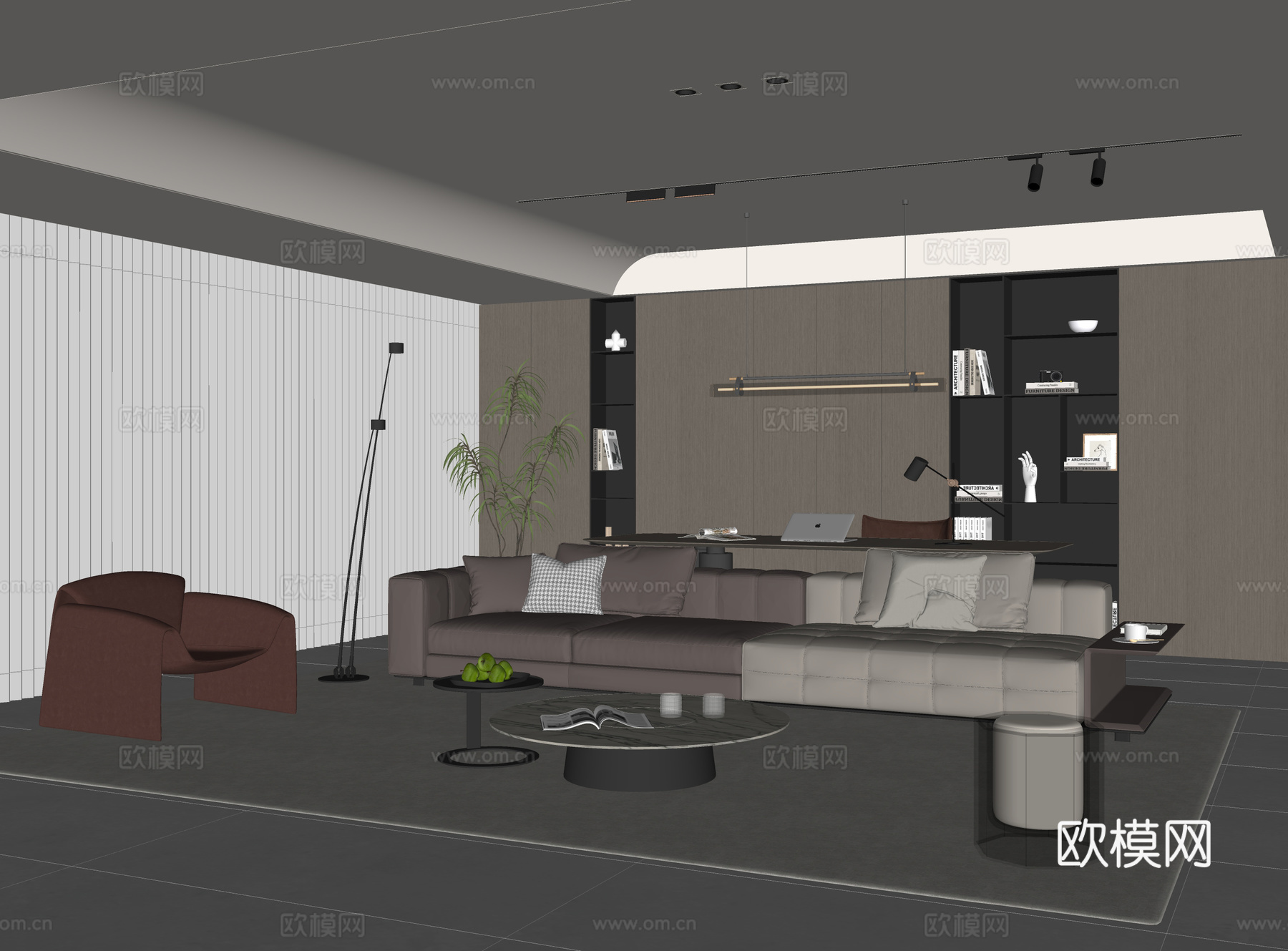 意式客厅su模型