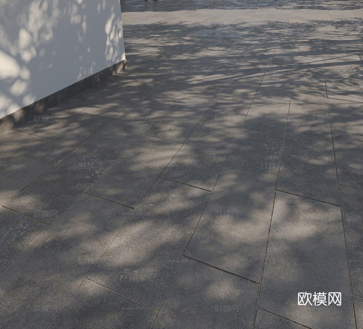 三种国外无缝道路 潮湿路面 干燥路面 半湿路面 人行道 道路3d模型