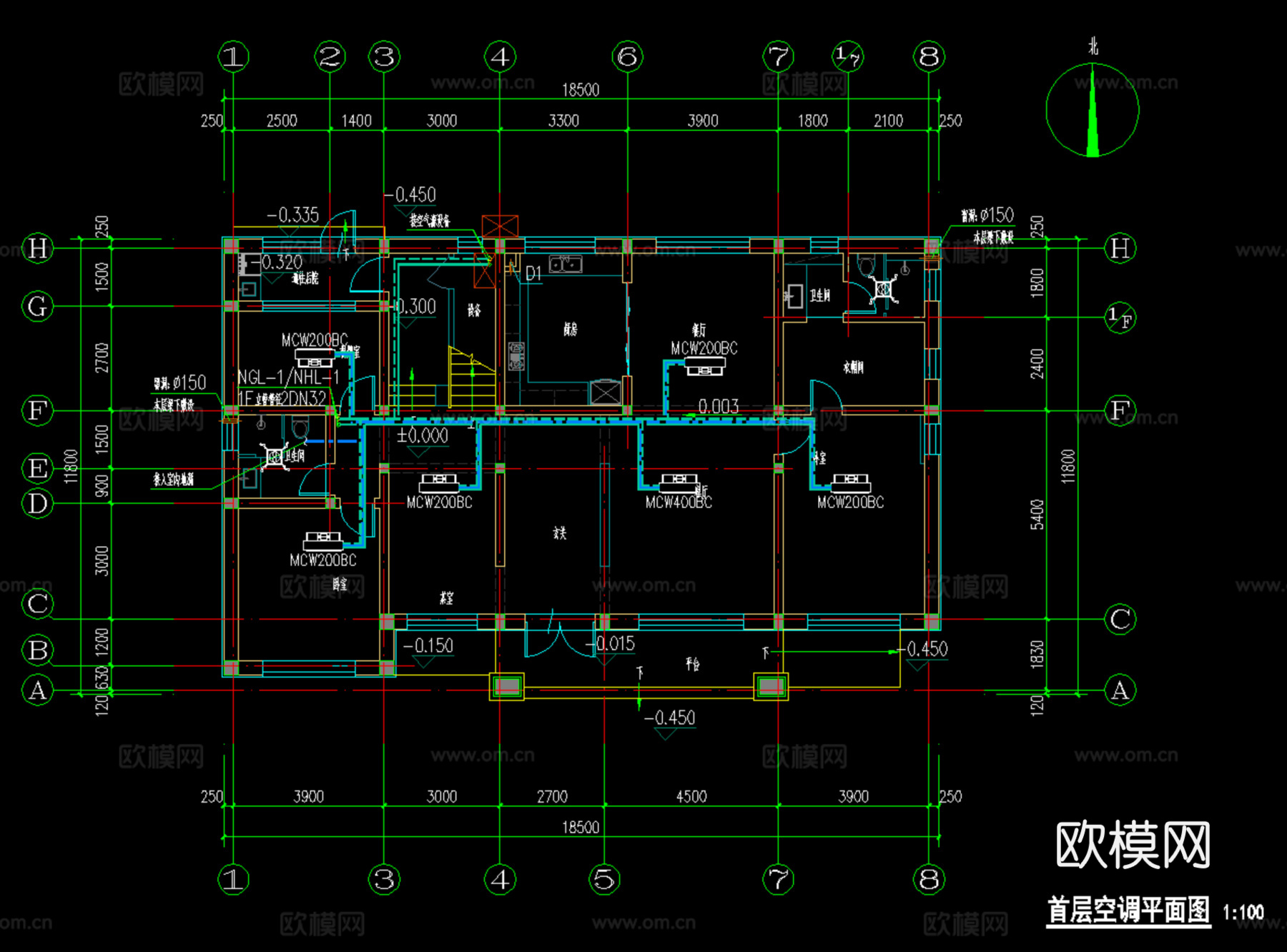 现代新中式二层自建房（建筑、结构、水电）cad施工图下载（渲染图4）