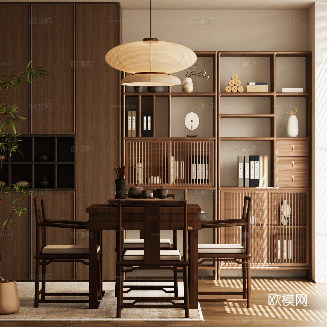 新中式禅意茶桌椅 实木茶台 新中式茶台 茶室茶桌椅 品茶区3d模型