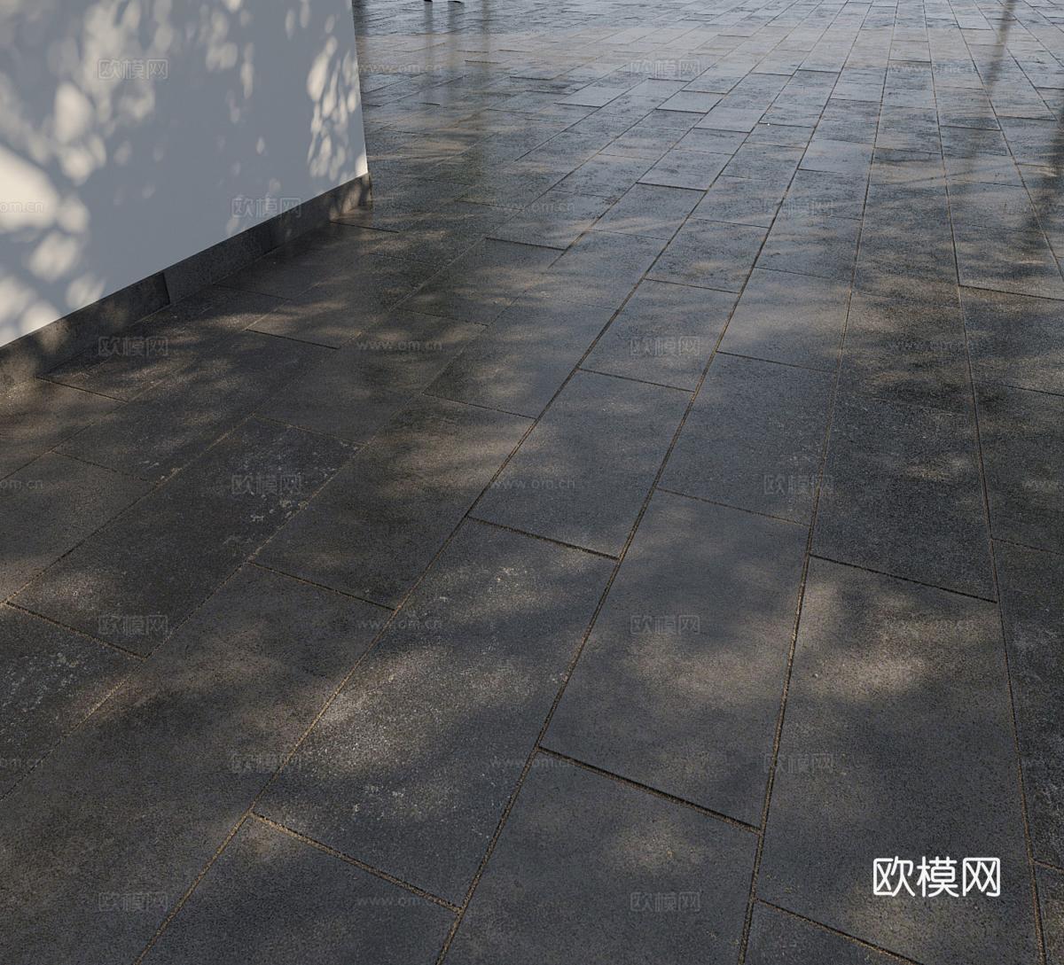 三种国外无缝道路 潮湿路面 干燥路面 半湿路面 人行道 道路3d模型