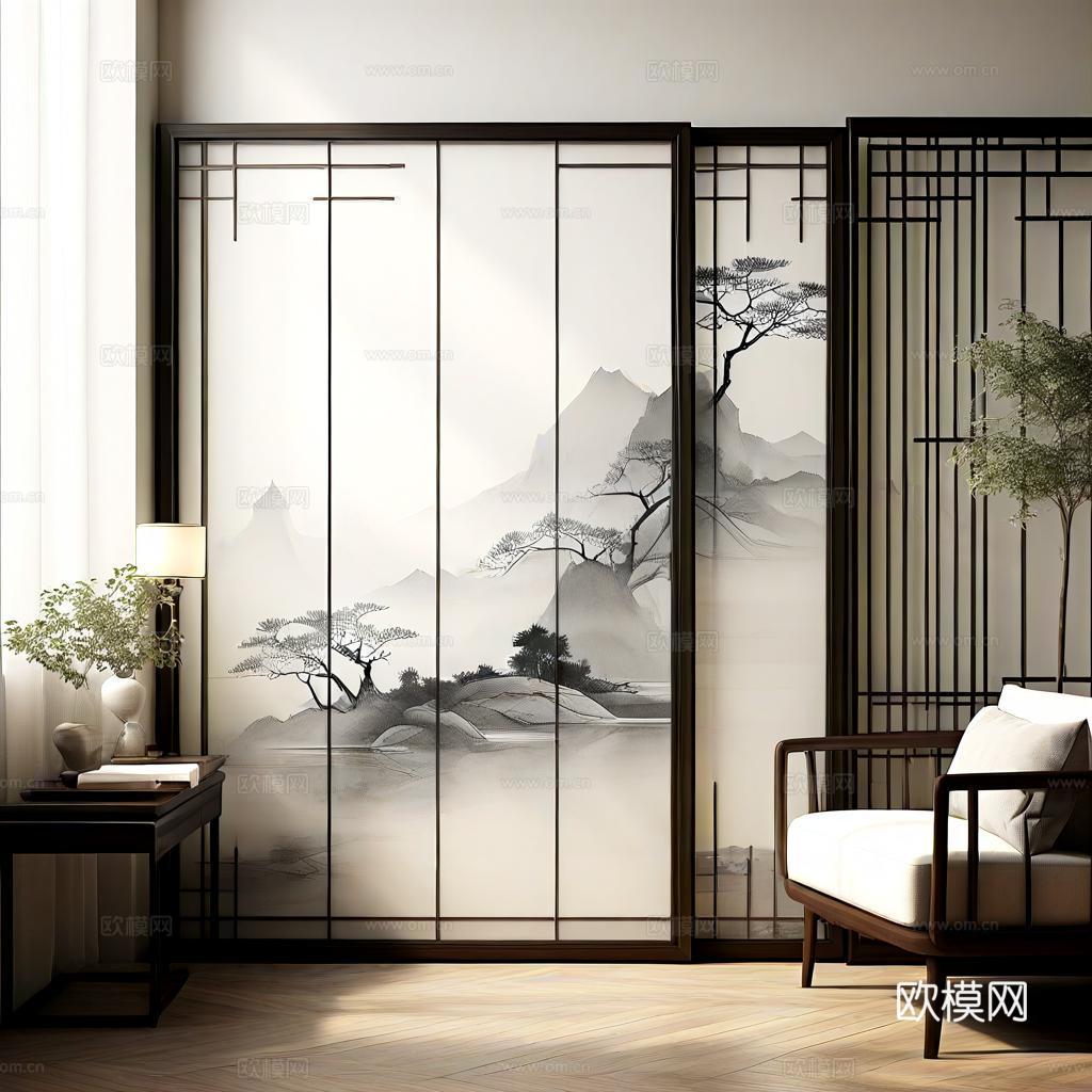 新中式隔断下载