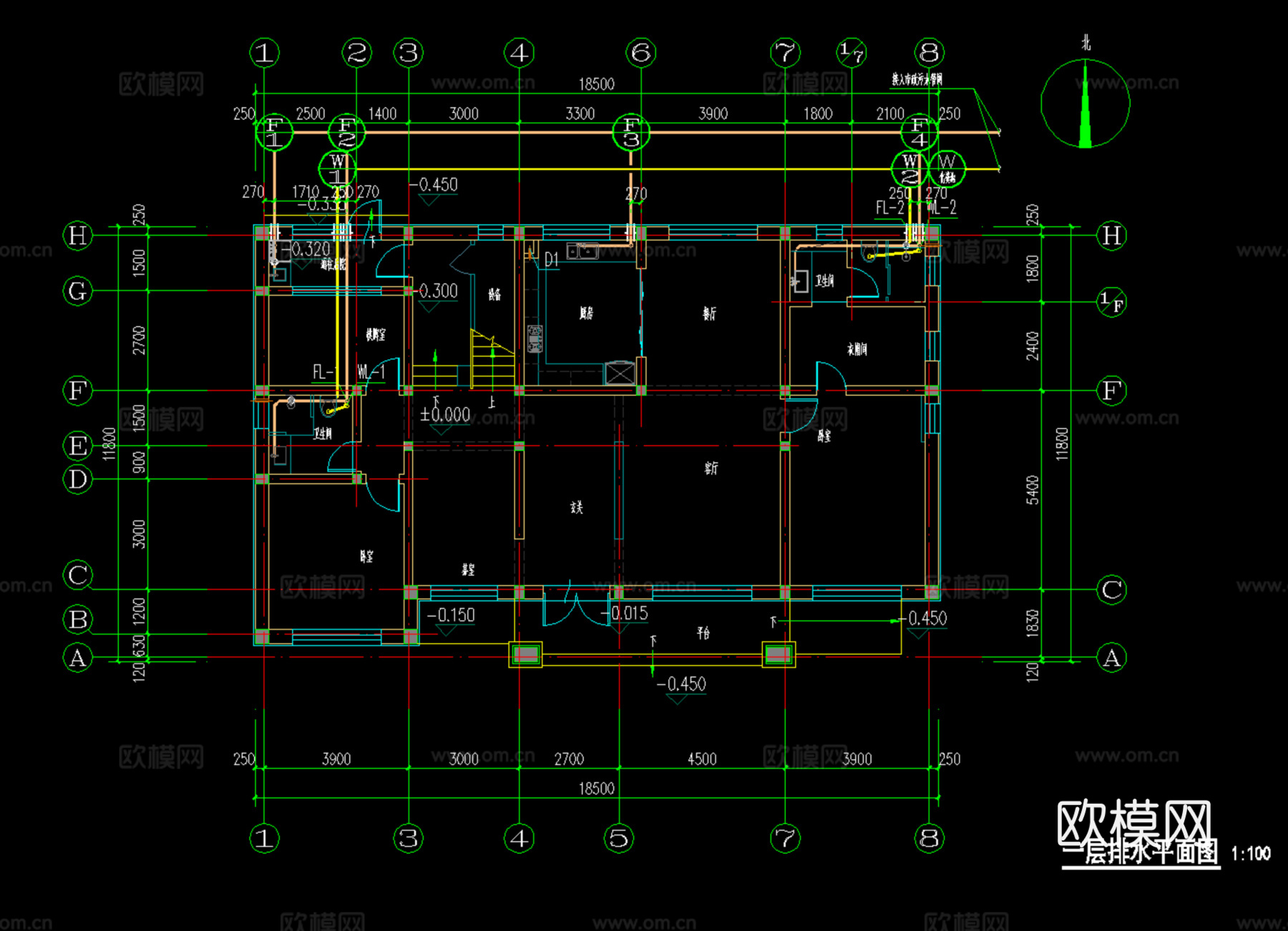 现代新中式二层自建房（建筑、结构、水电）cad施工图下载（渲染图3）