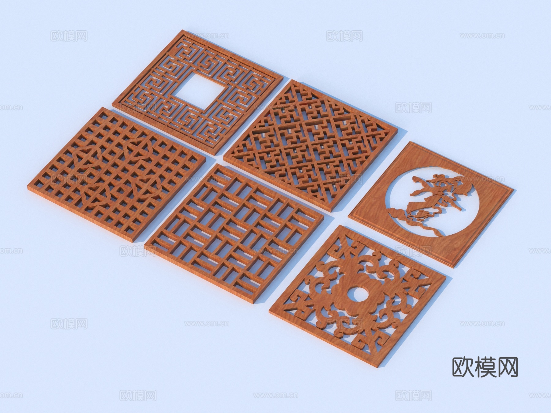 镂花窗 花格窗 镂空窗 浮雕 木雕3d模型