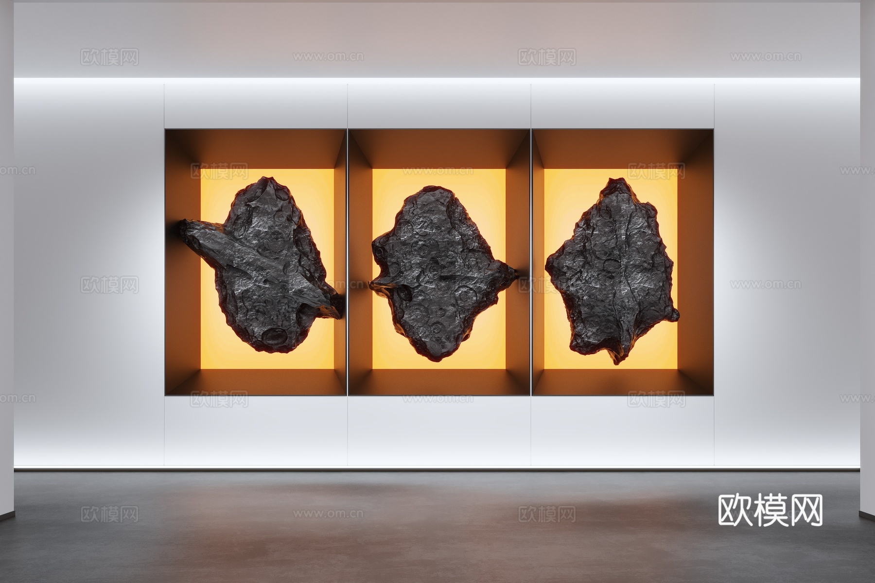 现代石头艺术装置 陨石 景观石3d模型