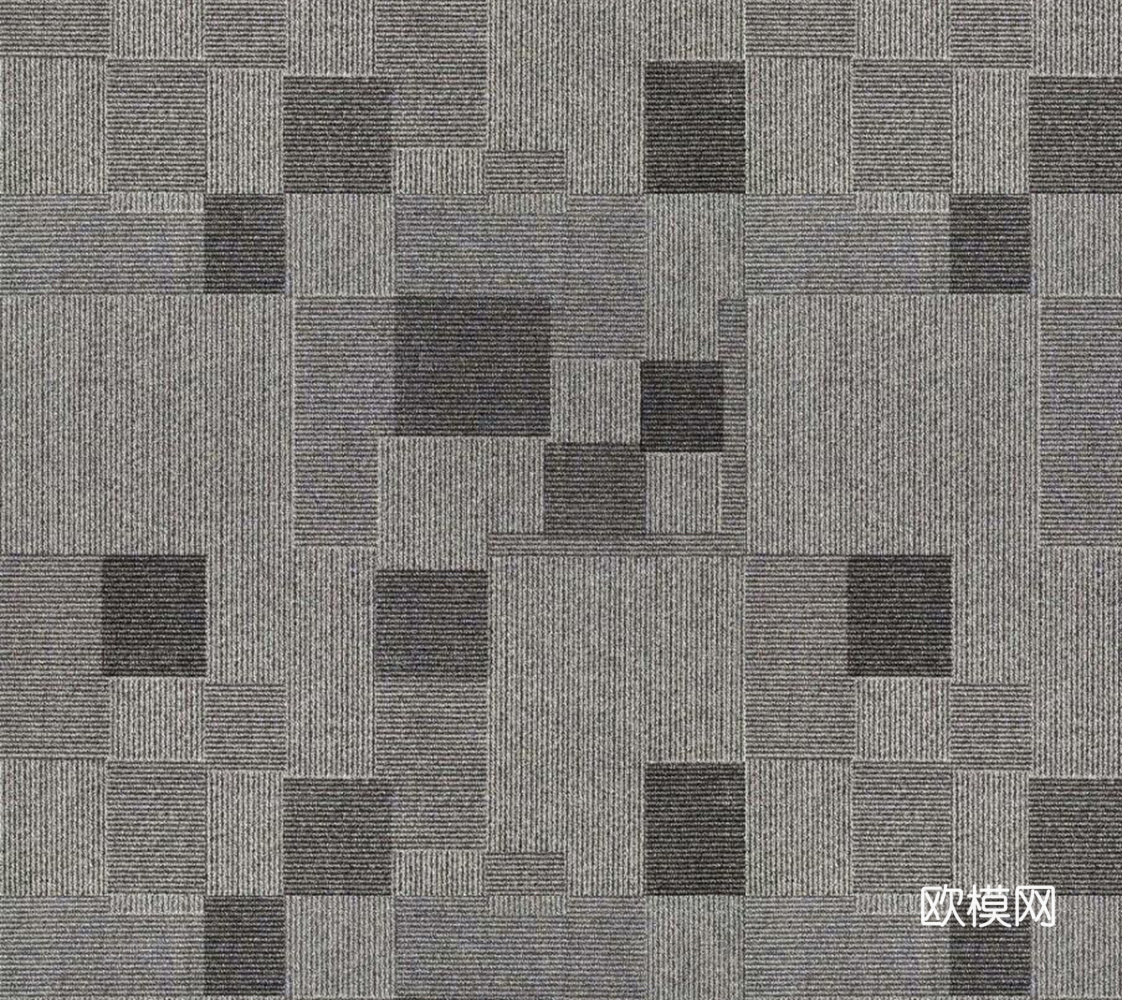无缝灰色方块毛麻条纹地毯