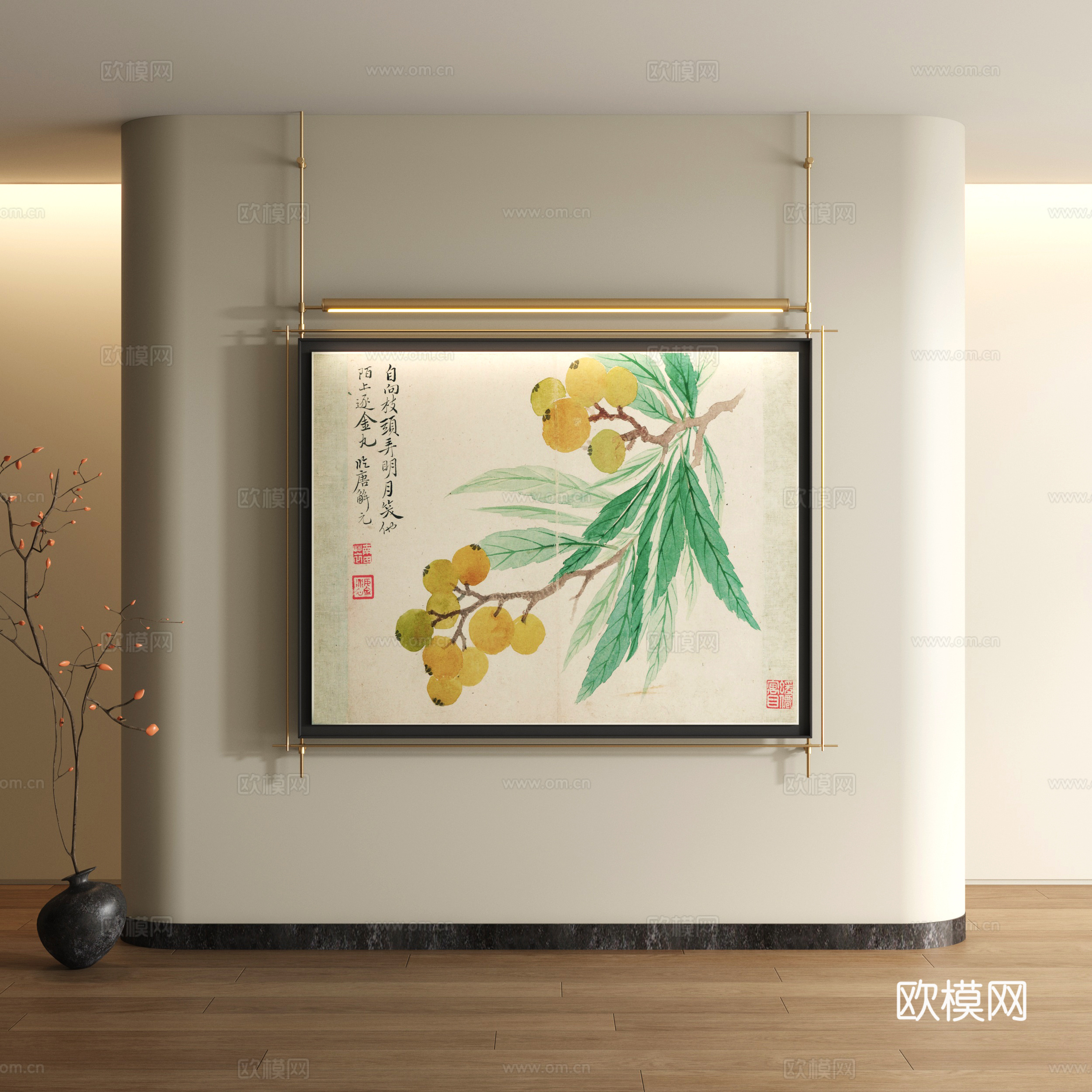 宋式装饰画 新中式山水画3d模型