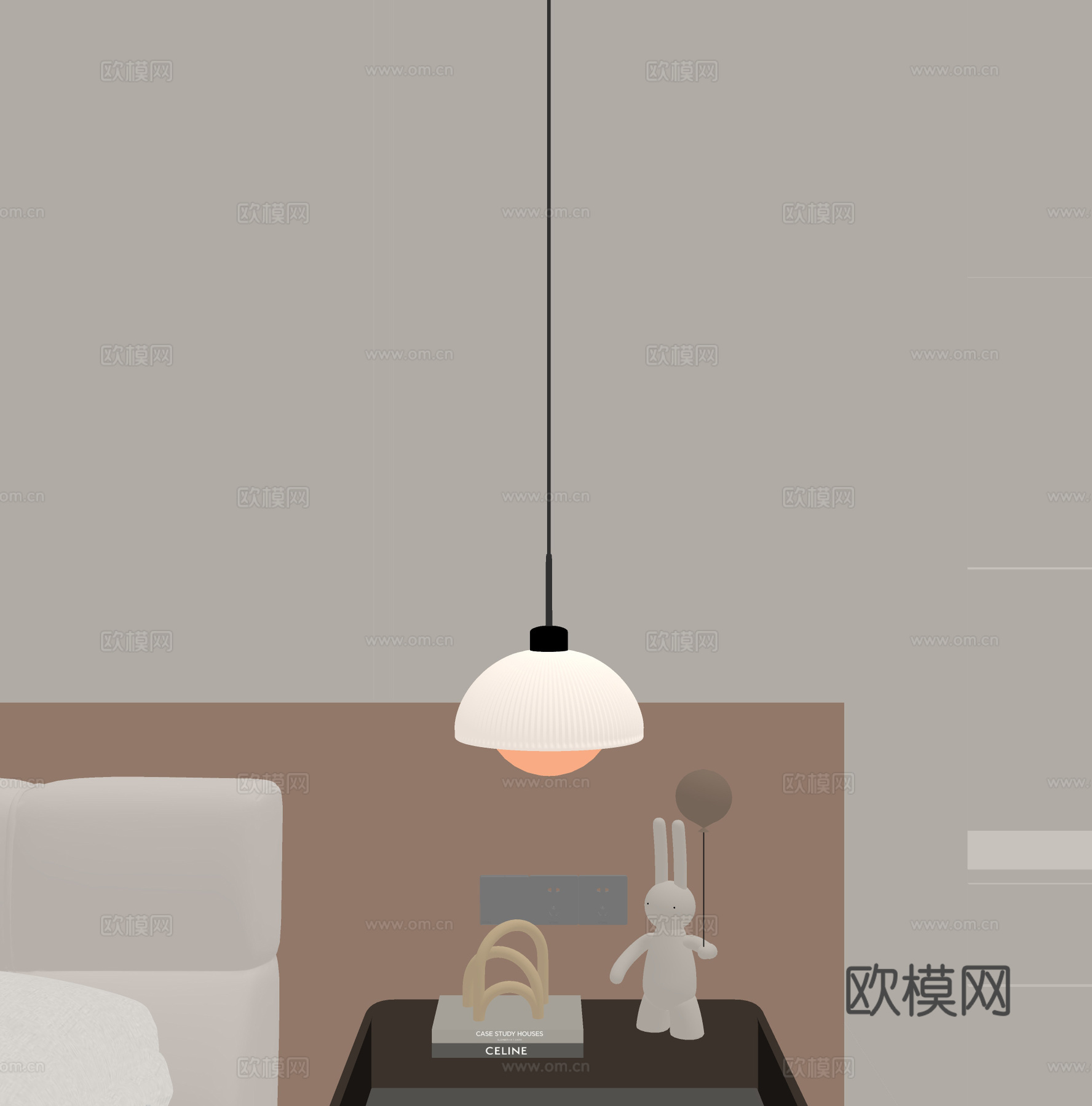 现代小孩房吊灯su模型下载（渲染图2）