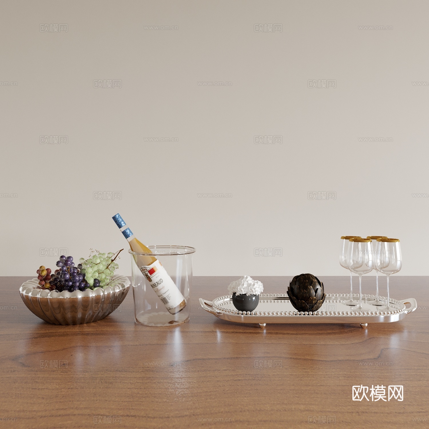 餐具 盘子 碗 刀叉 玻璃杯 酒杯 碟子 餐桌摆件3d模型