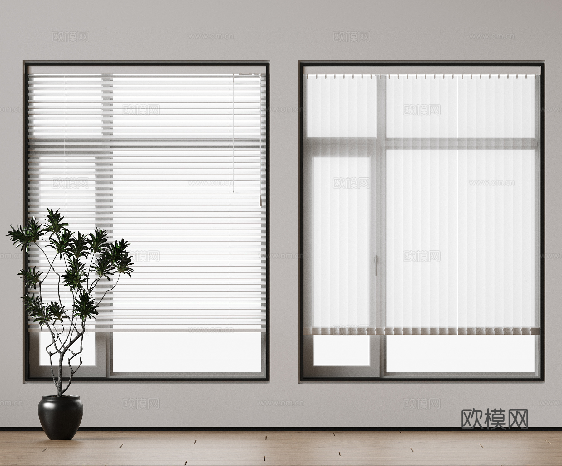 现代百叶帘 罗马帘 梦幻帘 窗帘布帘 蜂巢帘 香格里拉帘su模型