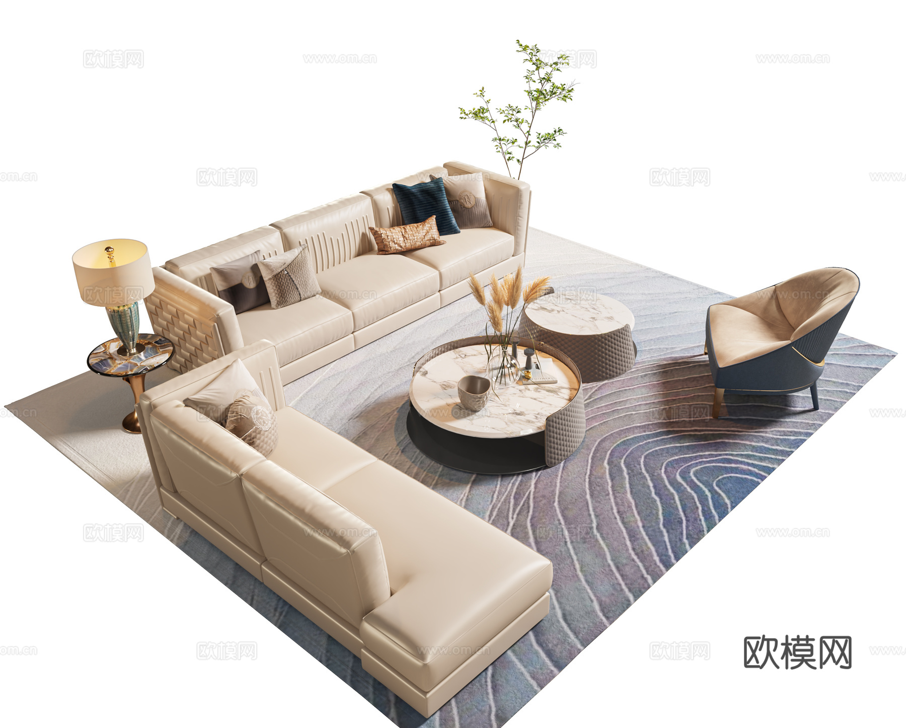 Visionnaire 现代沙发茶几组合 双人沙发 三人沙发su模型