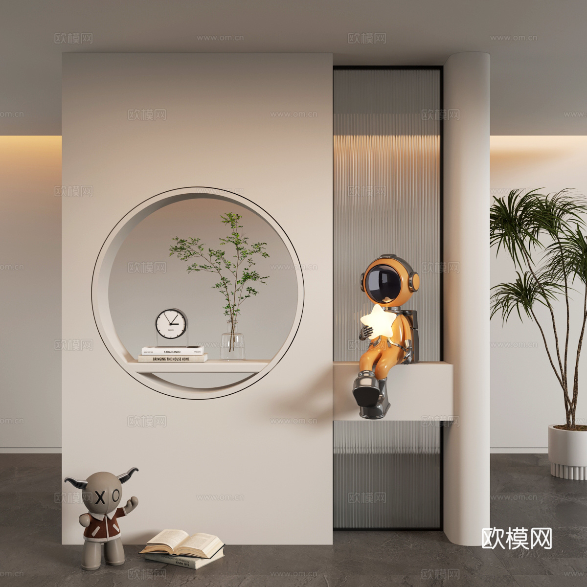 现代玄关隔断玻璃隔断su模型