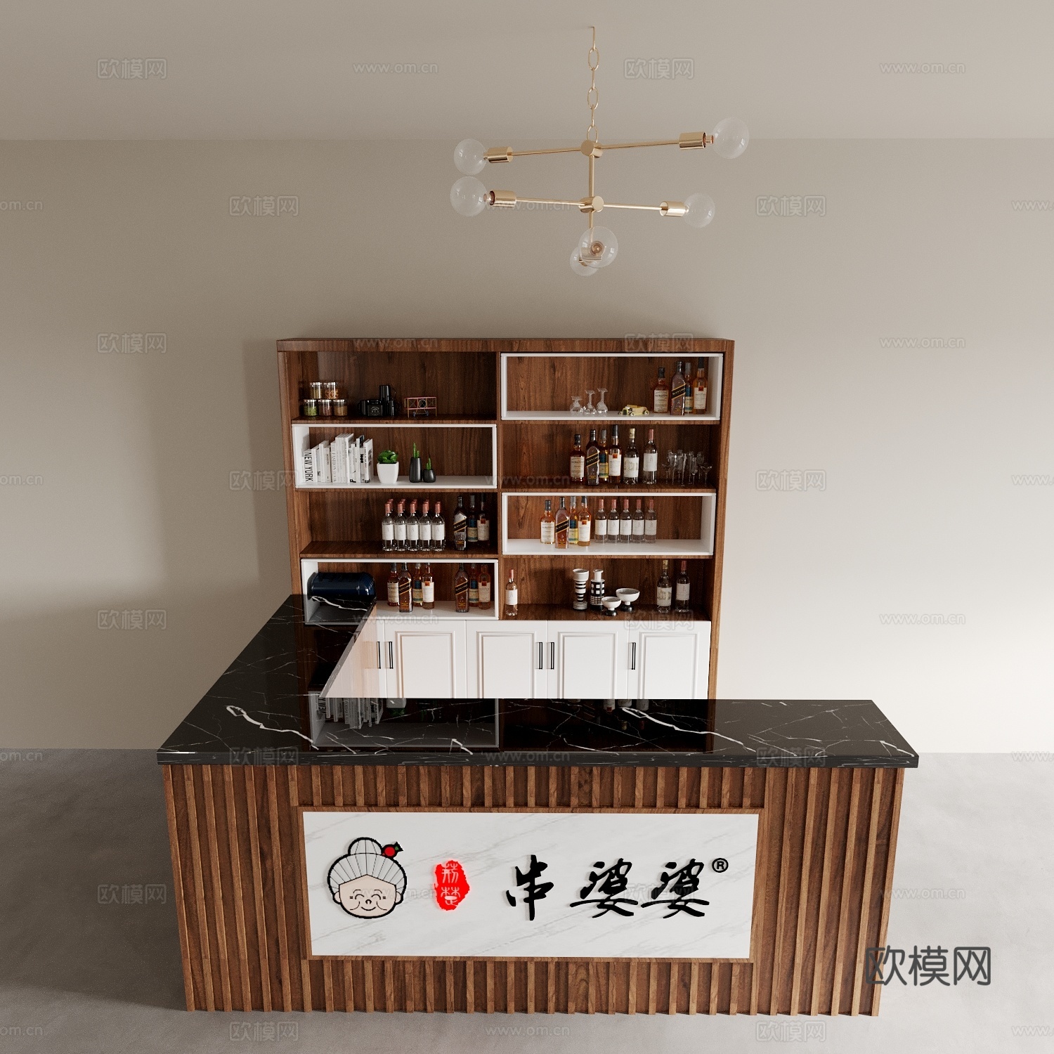 店铺前台 酒店前台 岛台 接待台3d模型