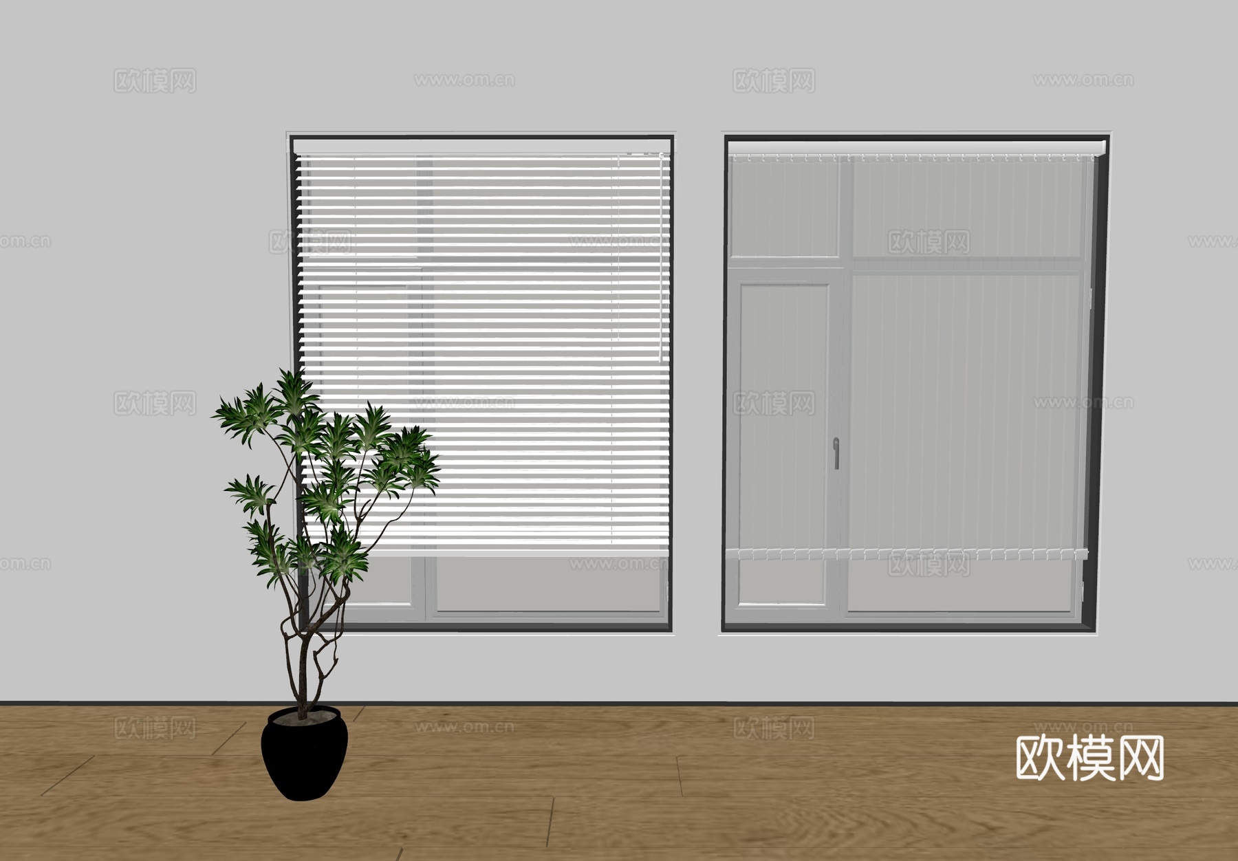 现代百叶帘 罗马帘 梦幻帘 窗帘布帘 蜂巢帘 香格里拉帘su模型